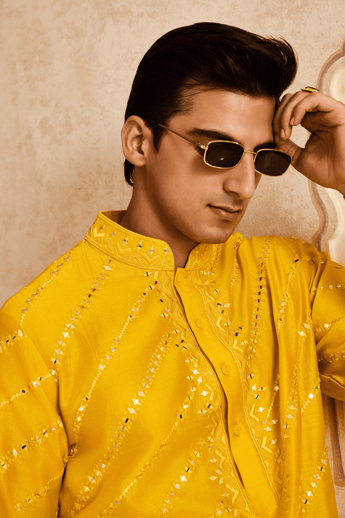 Yellow Mirrorwork Kurta Set