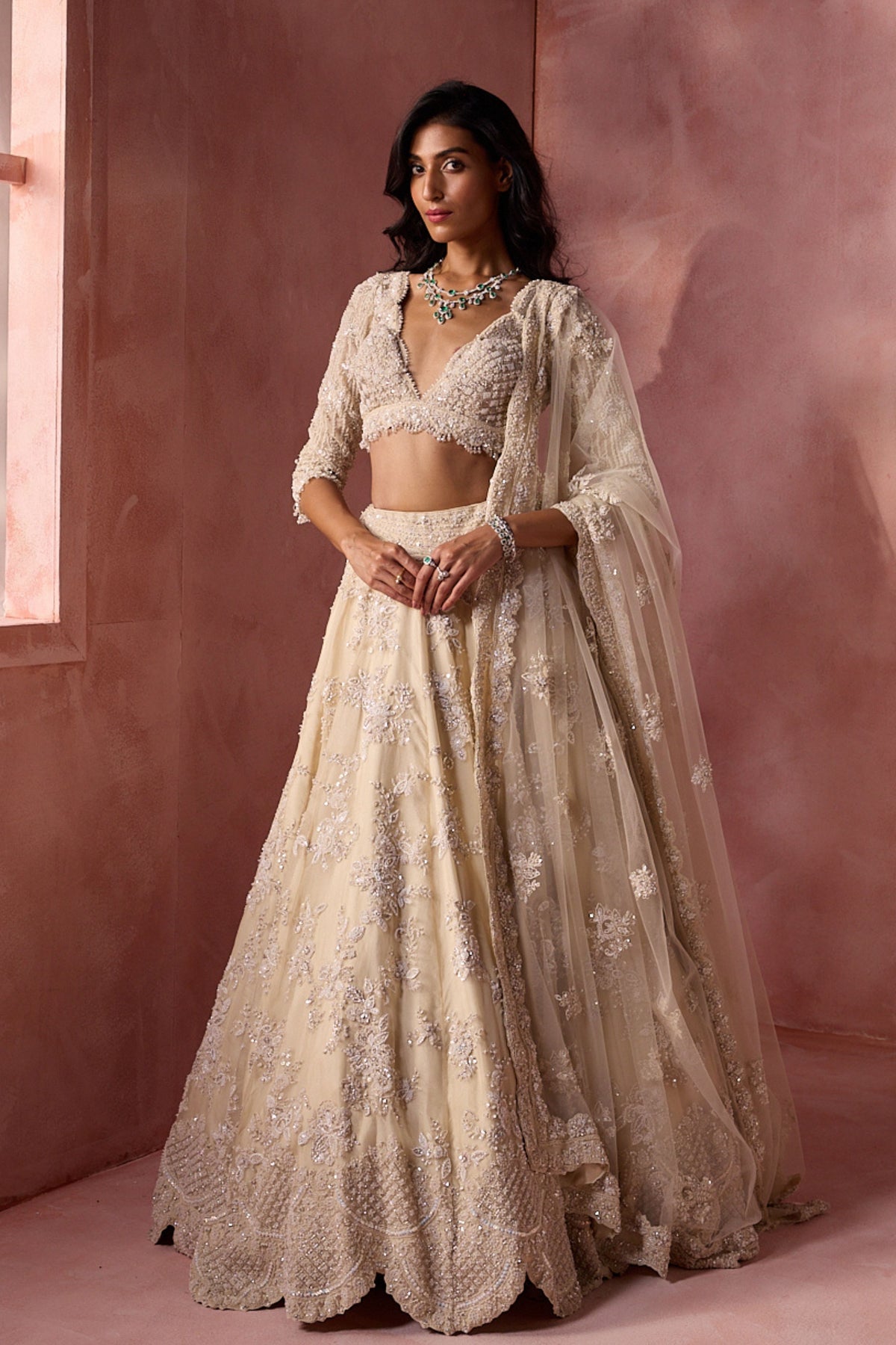 Ivory Organza lehenga Set