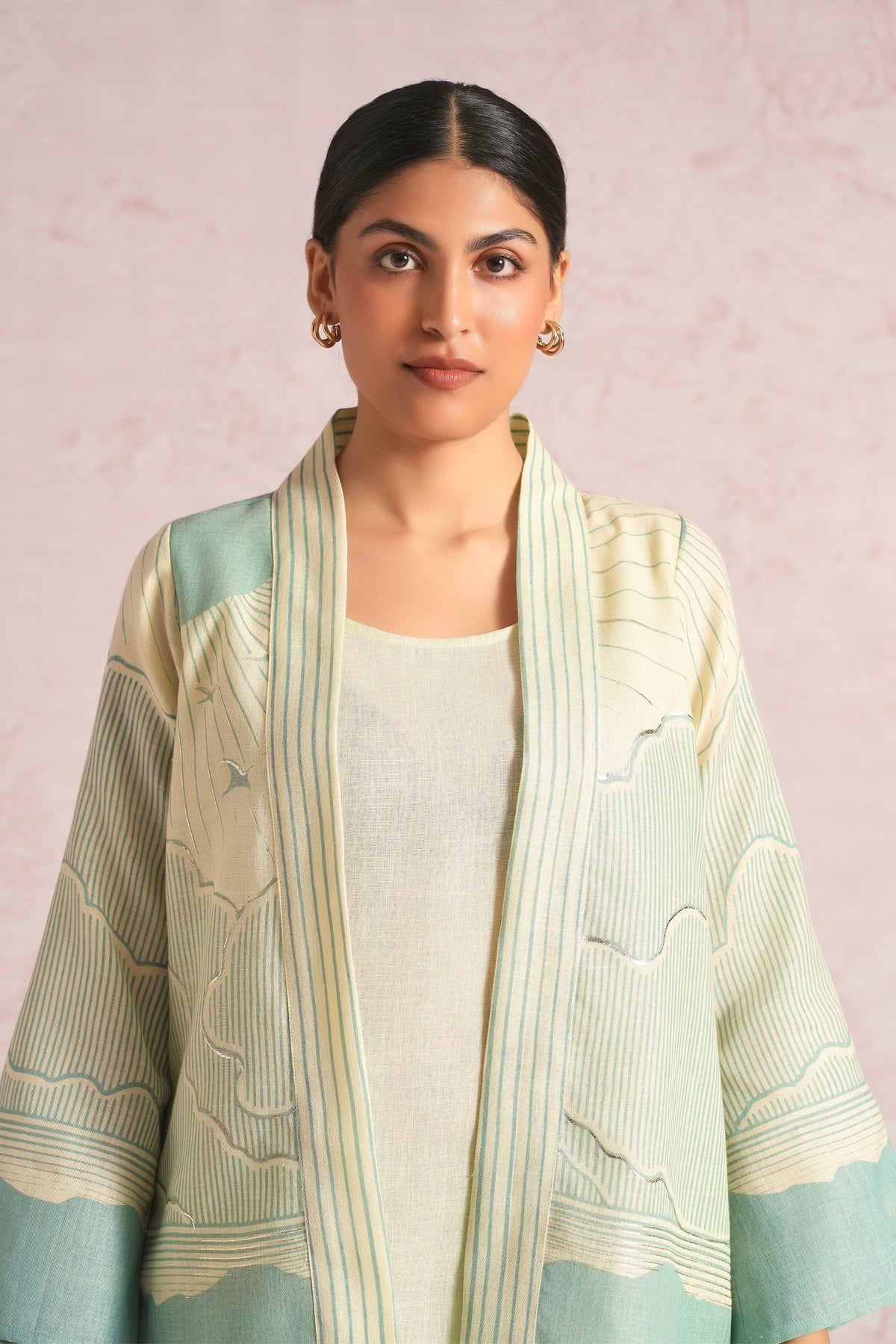 Silver Sea Green Jacket Set