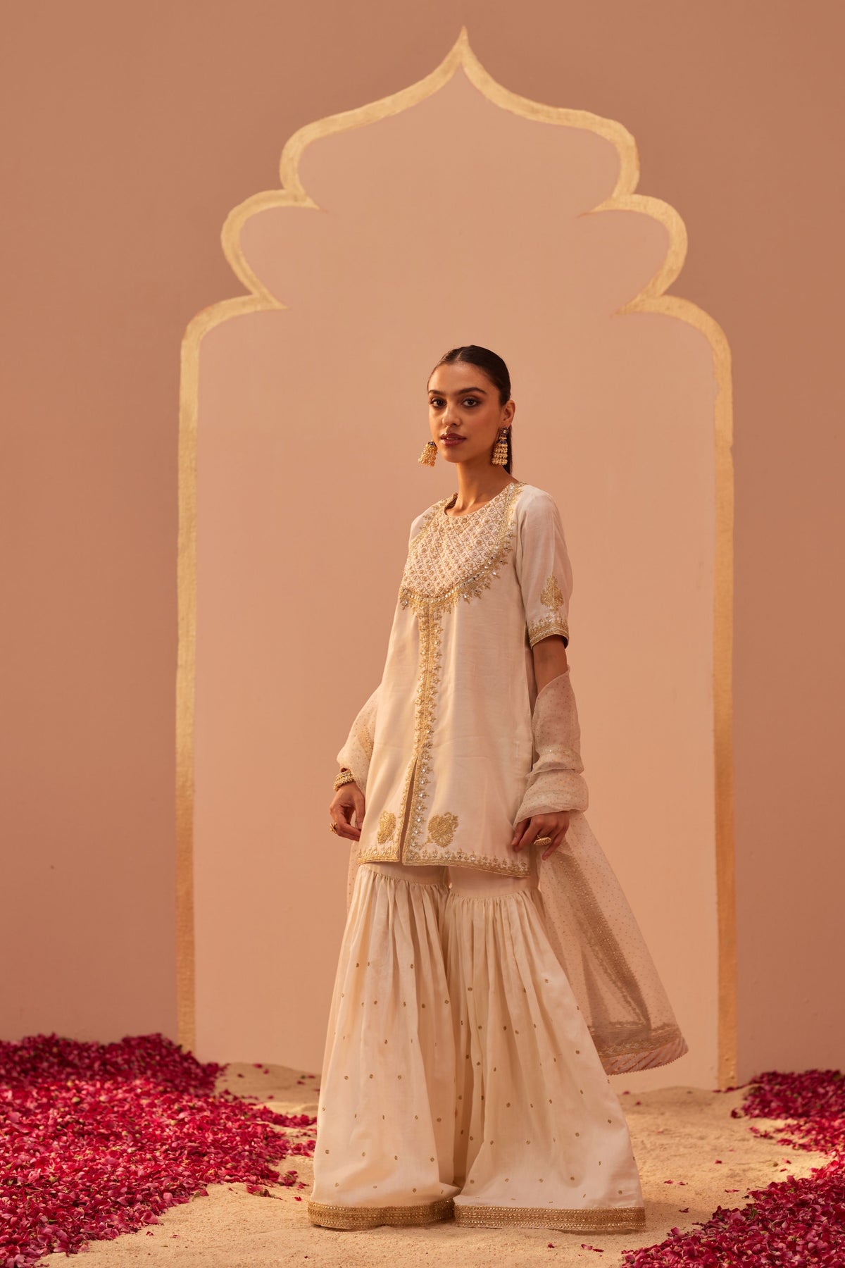 Suhair Ivory Sharara Set