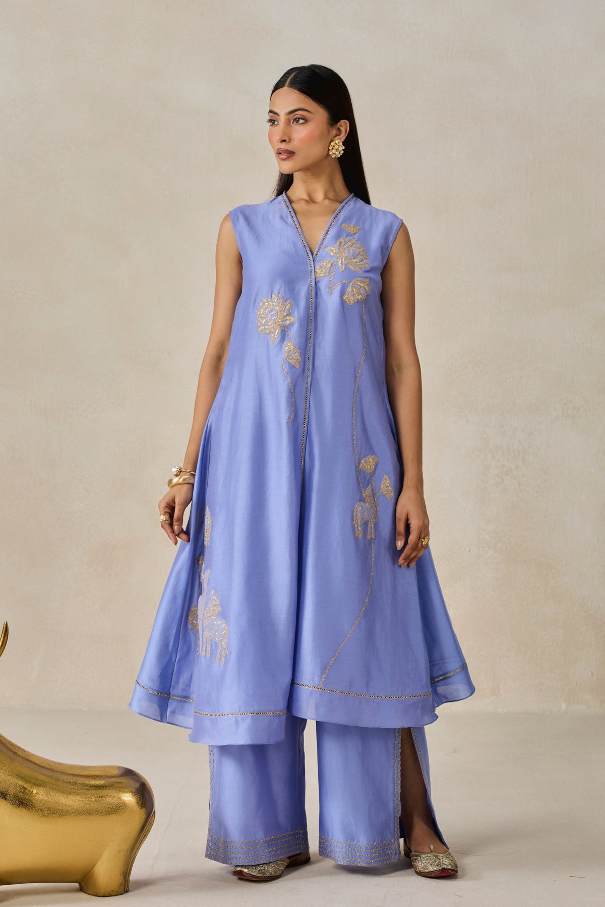 Applique Work Kurta With Pants