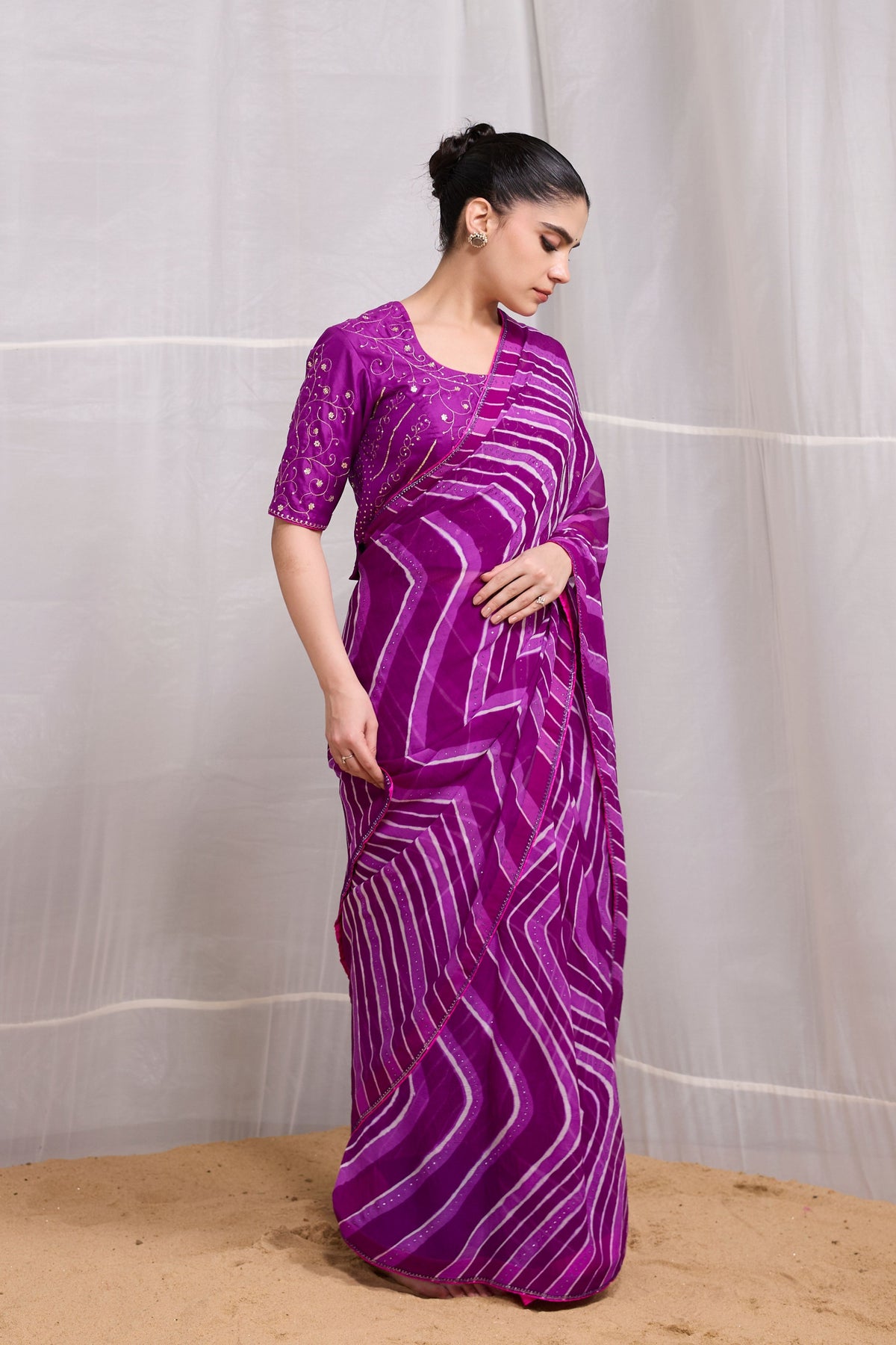 Purple Tarang Saree Set