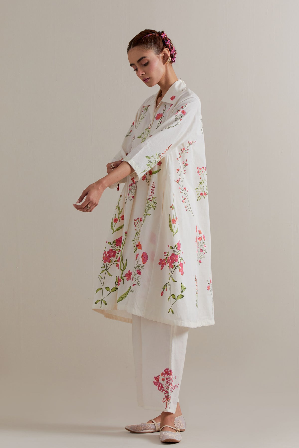 Pink Green Aline Set