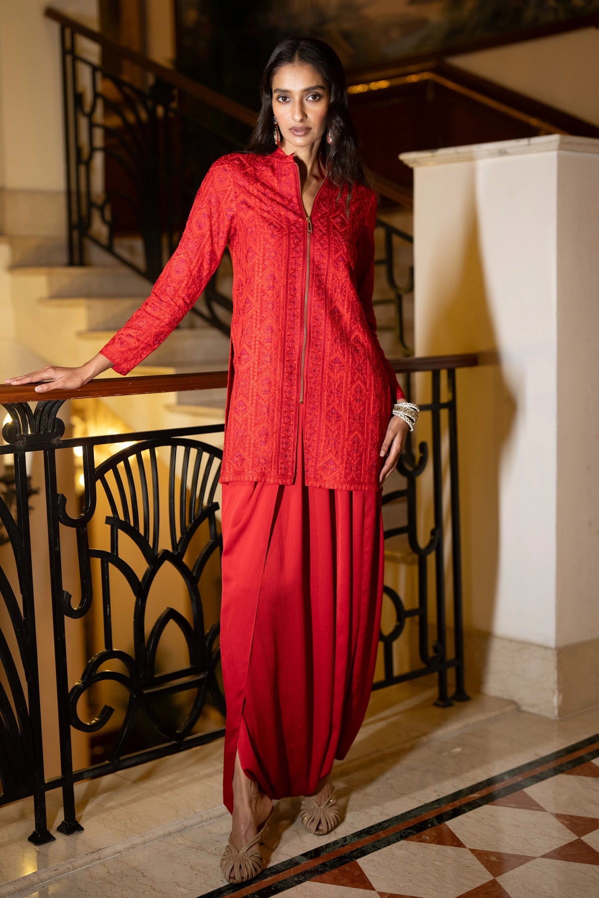 Embroidered Zip Front Jacket