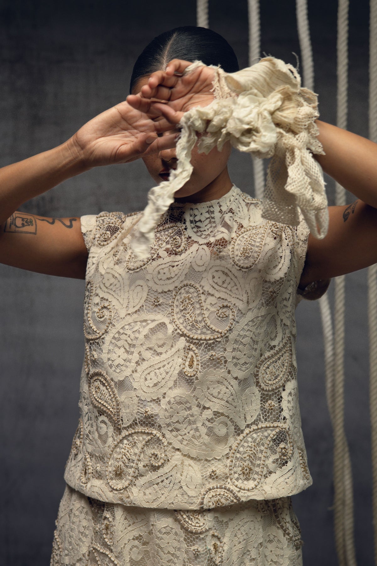 Ivory Paisley Lace Skirt