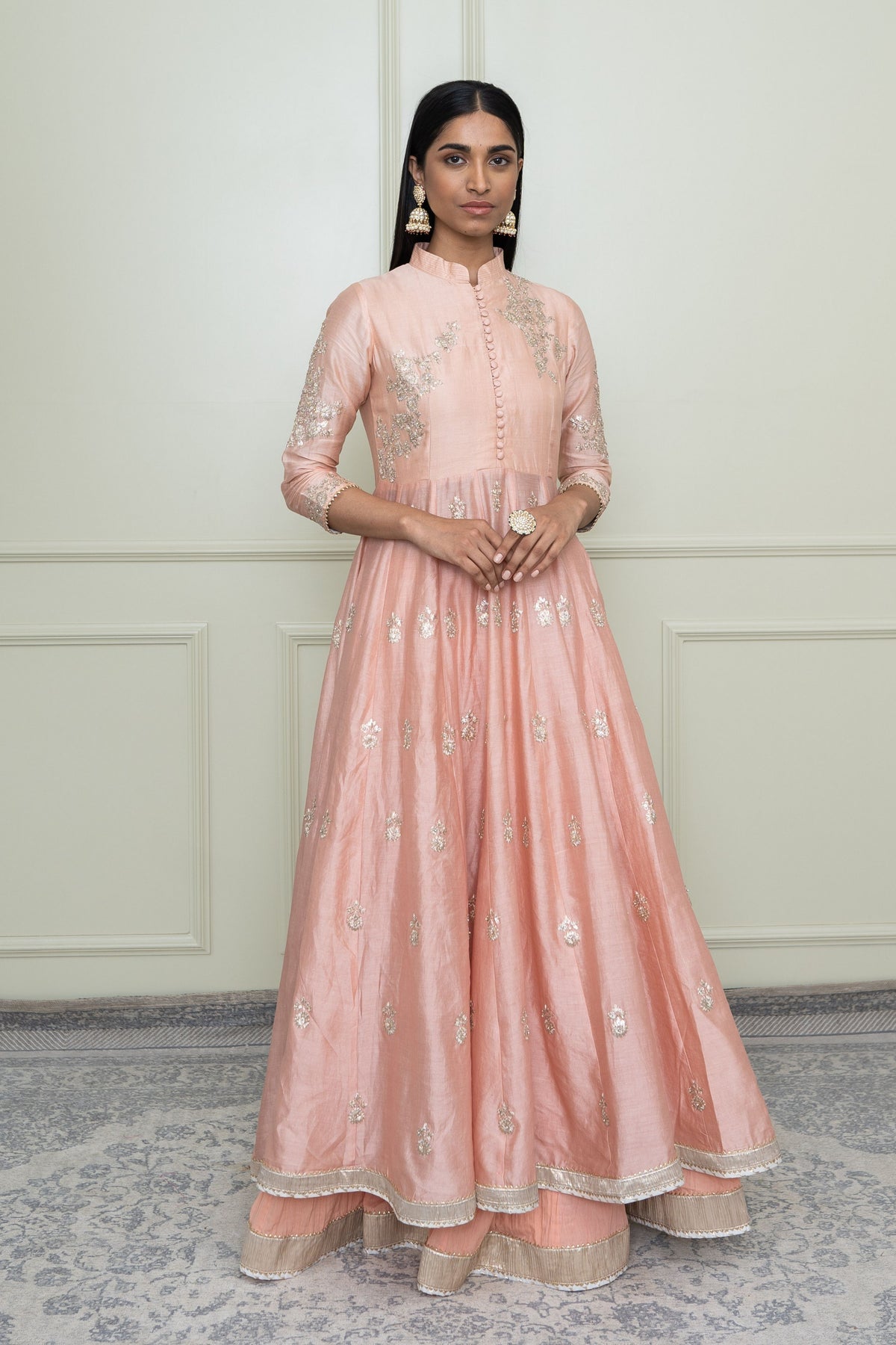 Pearl pink- taveshi anarkali set