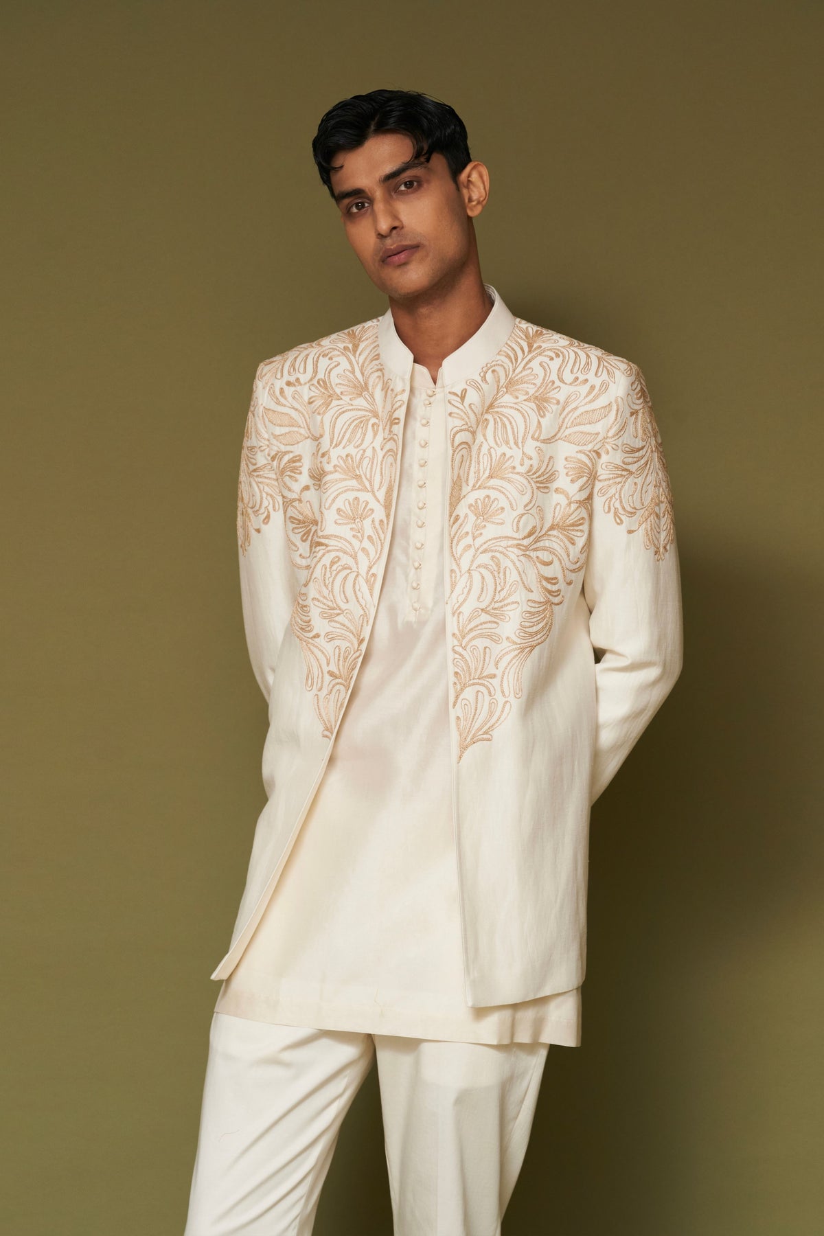 Ivory Dori Embroidered Bandhgala Set