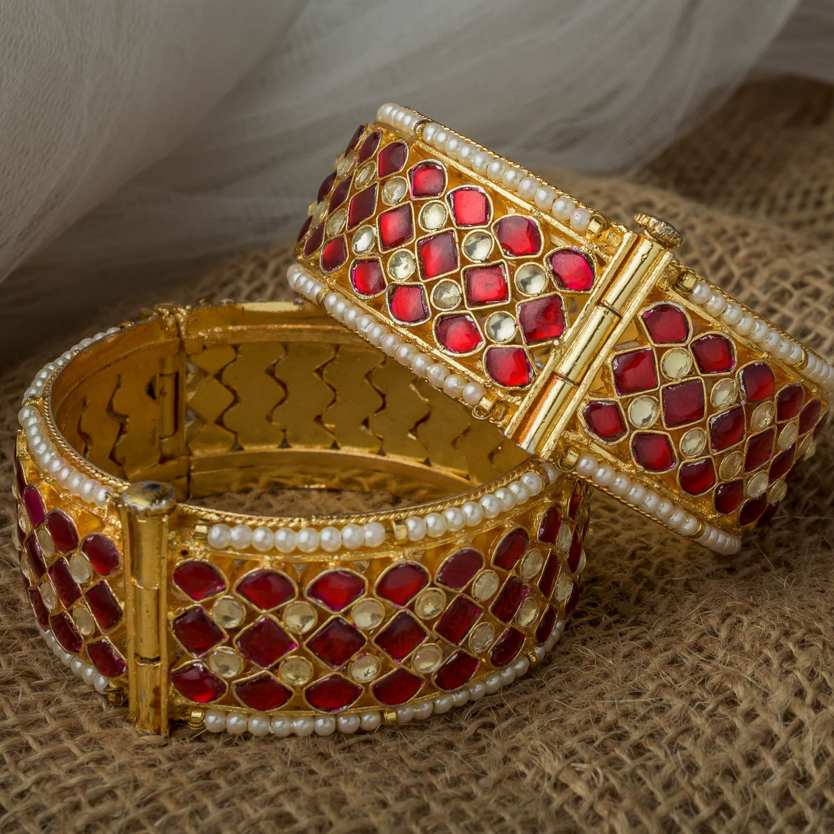 Gold Plated Red Bangles