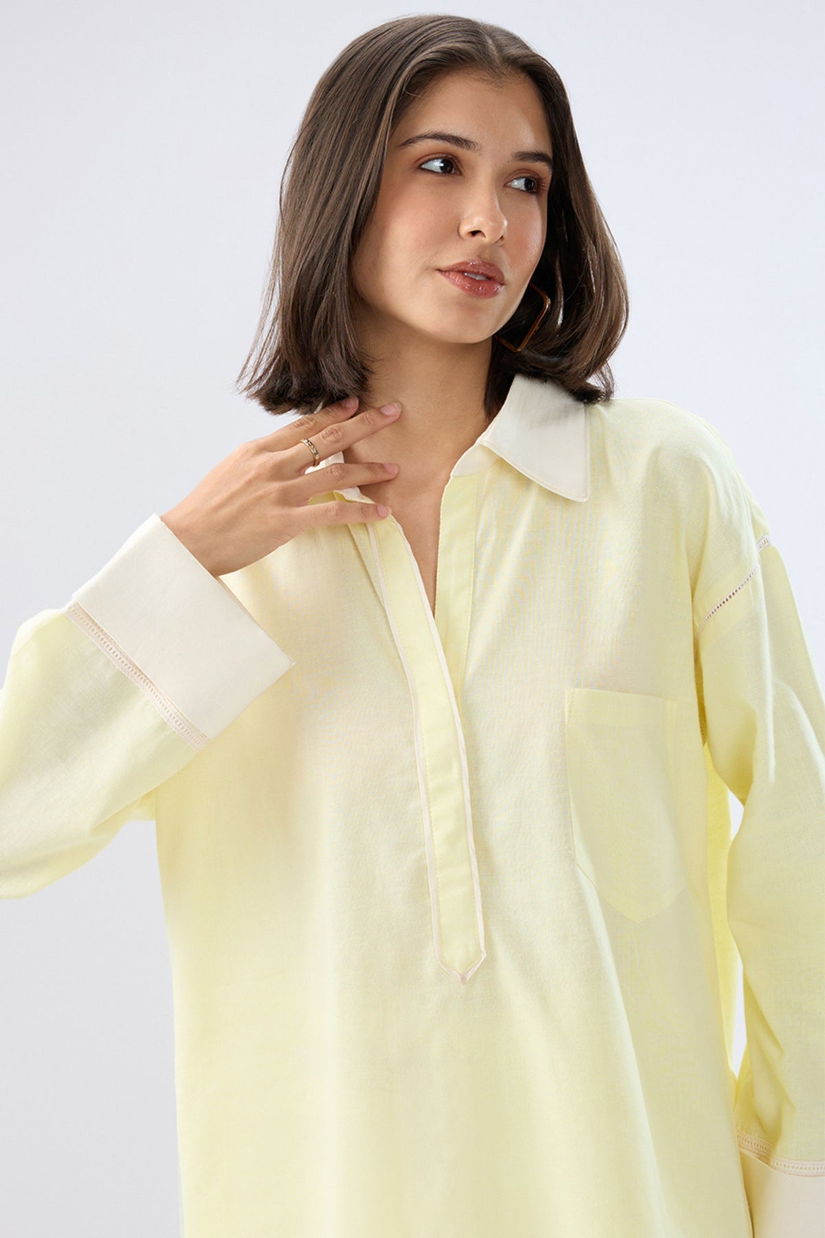 Yellow Kurta Shirt Style Co-ord Set