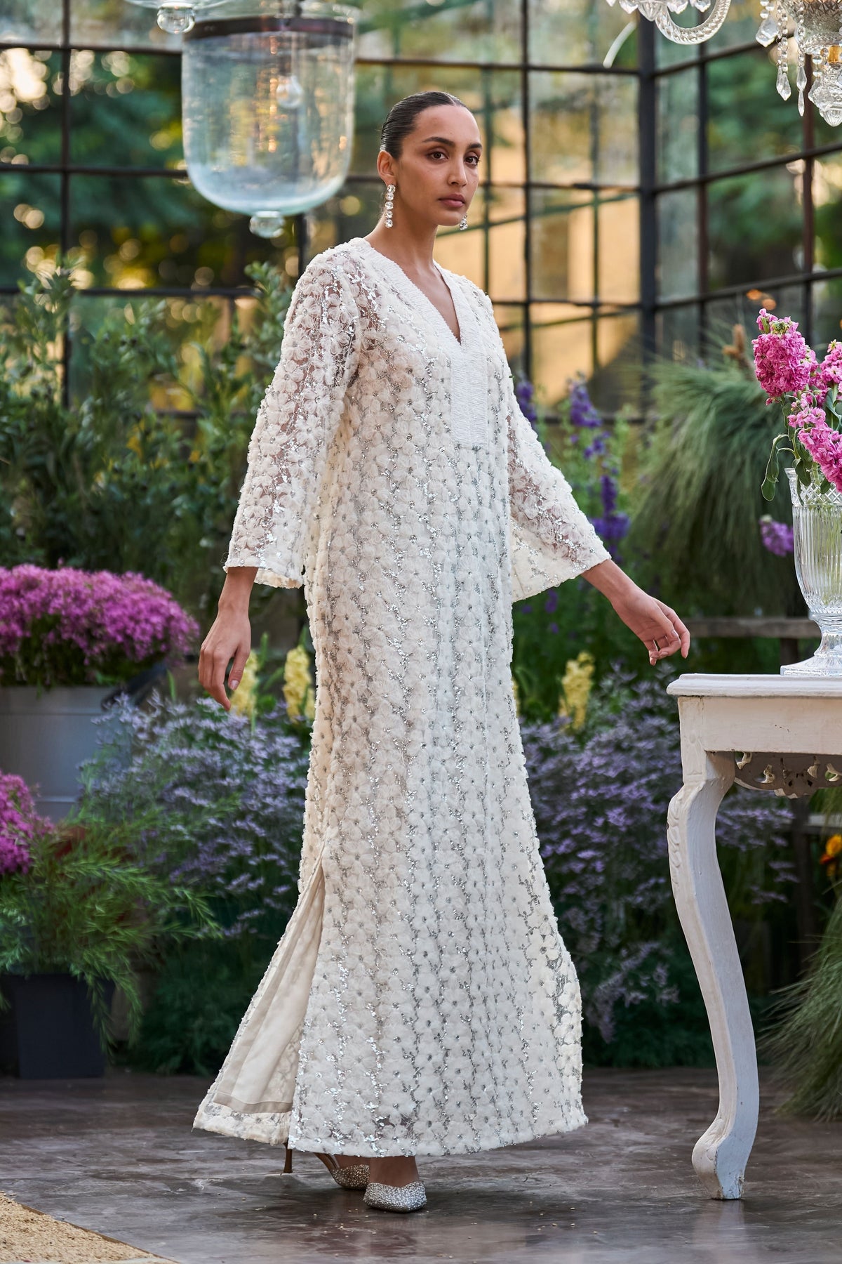 Sequin Embroidered Kaftan Dress