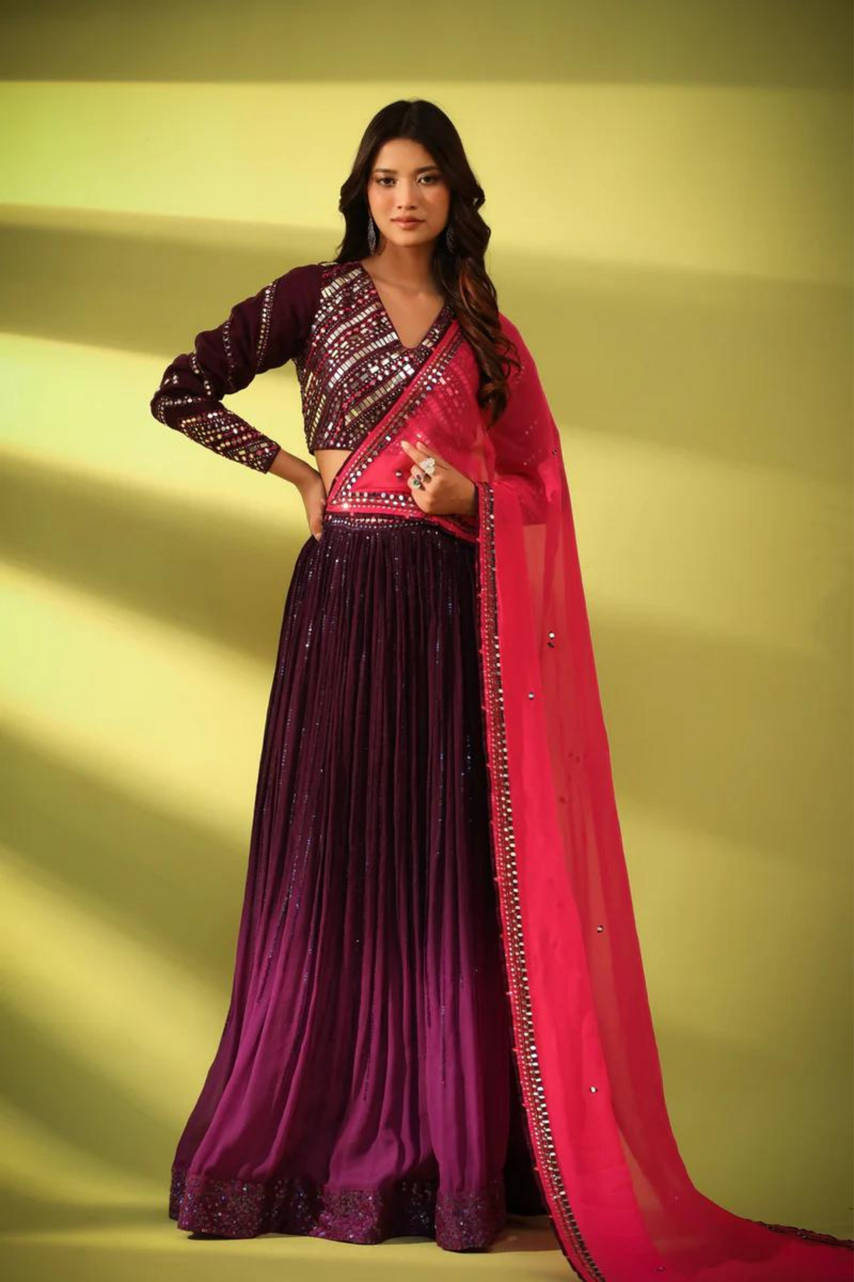 Aubergine Lehenga Set