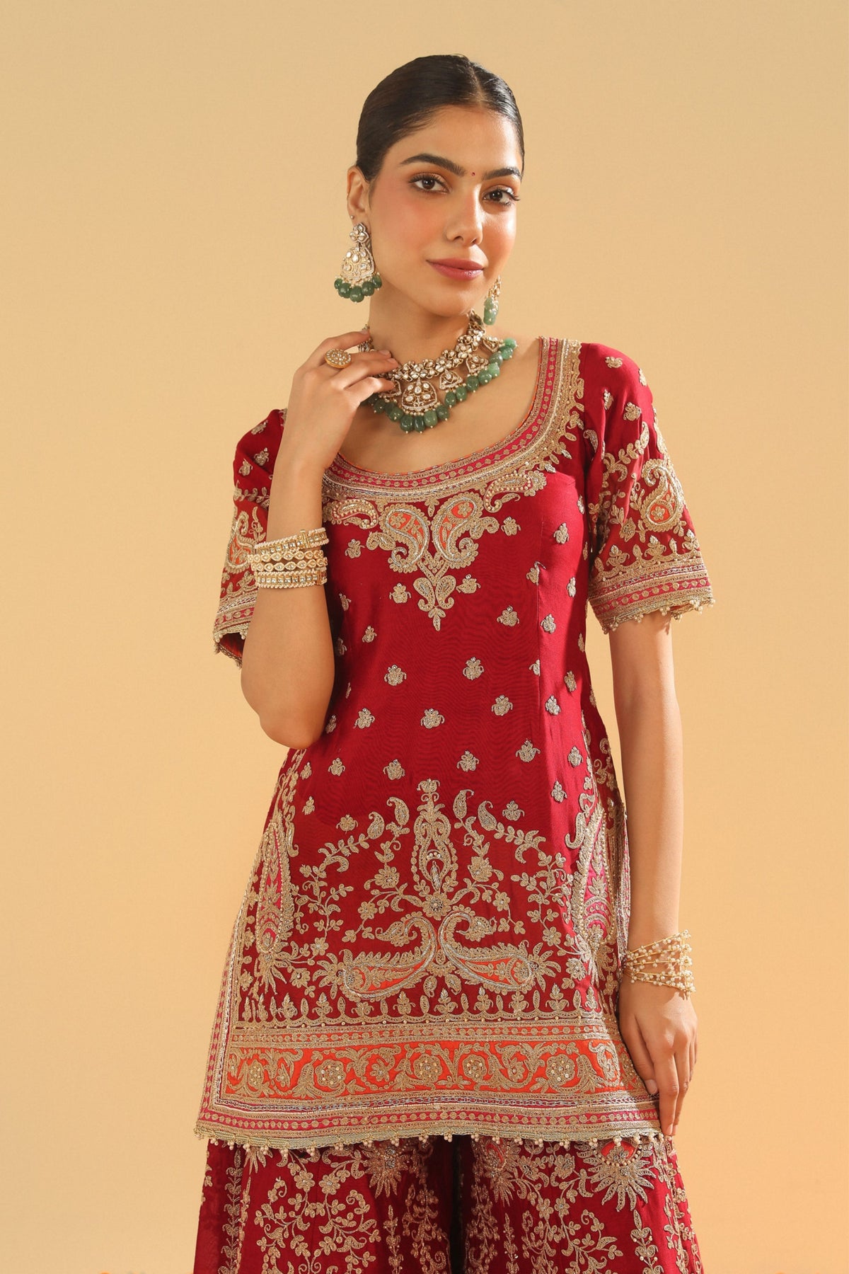 Deep Red Sharara Set