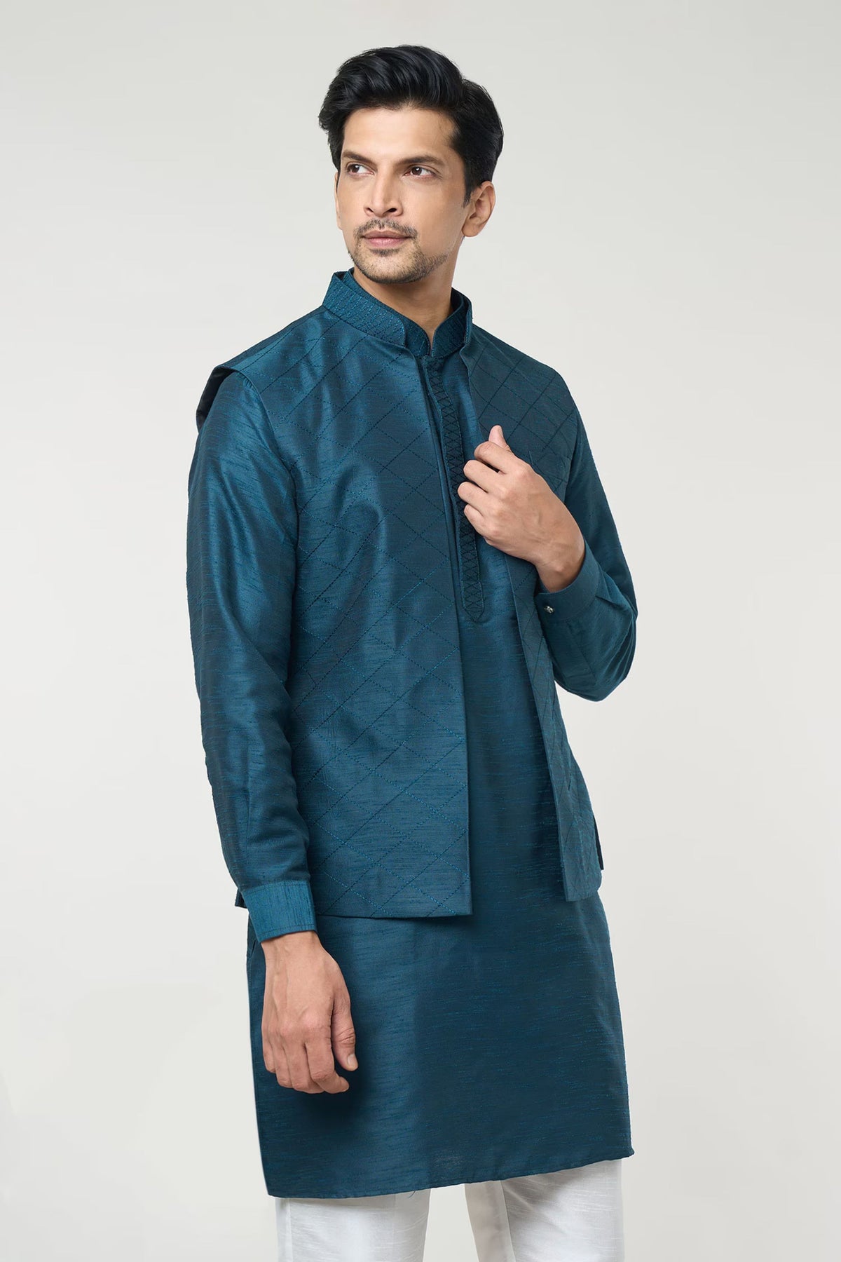 Rama Green Pintuck jacket Set