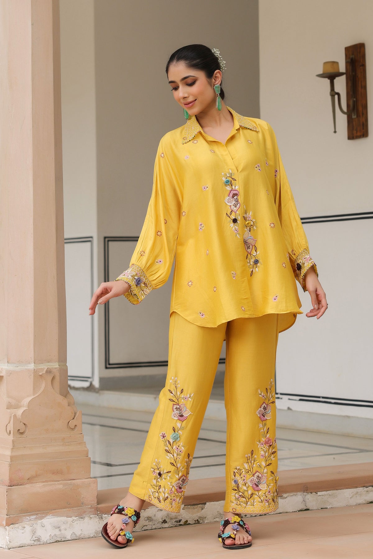 Gulzar Yellow Embroidered Co-ord Set