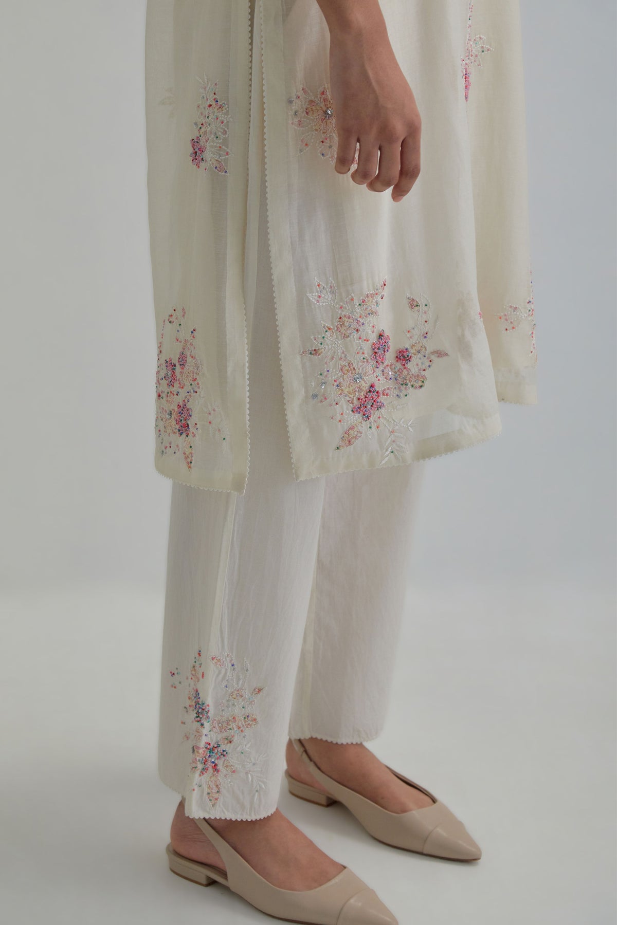Pink Beaded Kurta Set