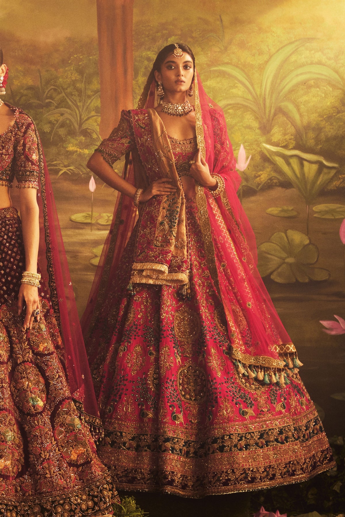 Hot Pink Raw Silk Lehenga