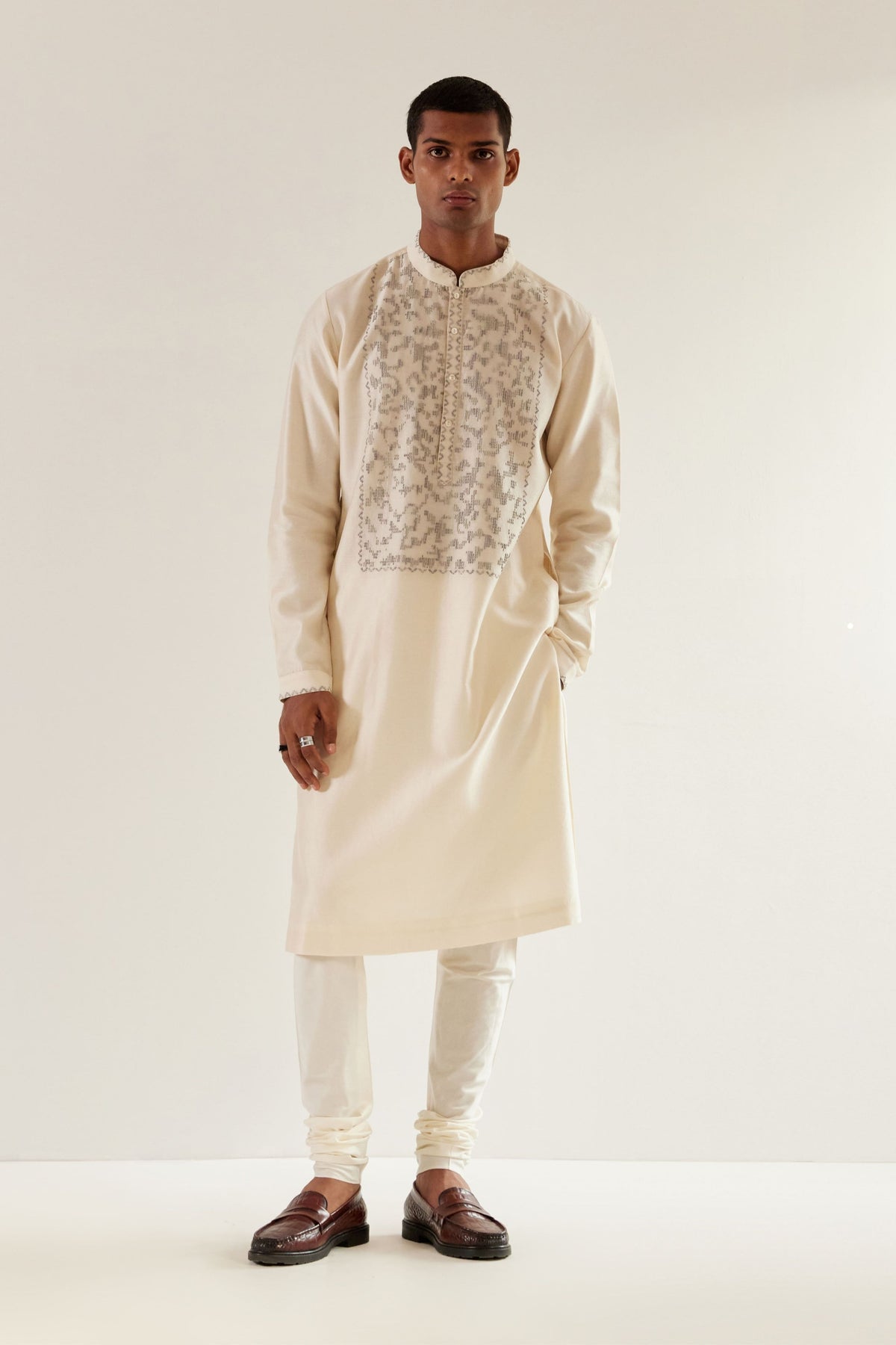Camo Block Yoke Embroidery   Kurta Set