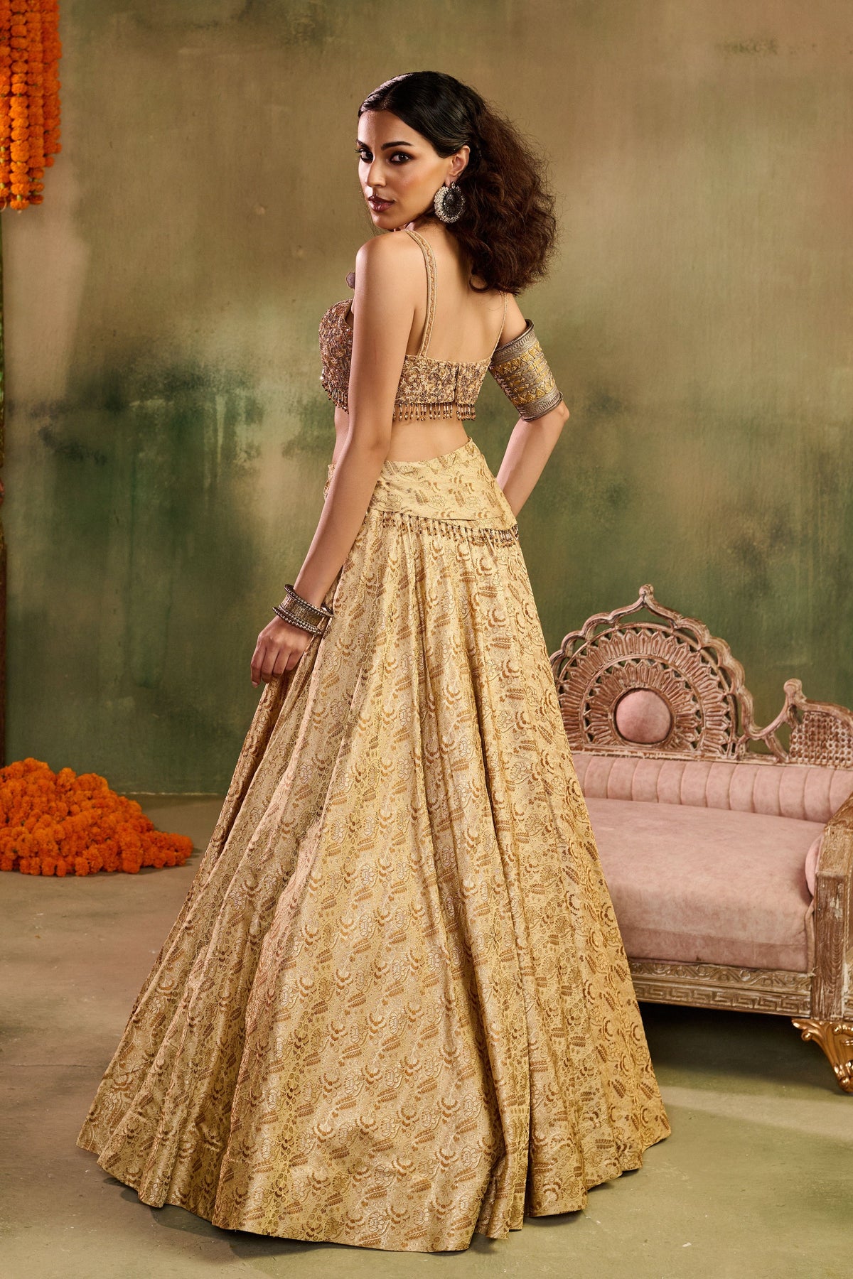 Tassel Tara Beige Lehenga Set