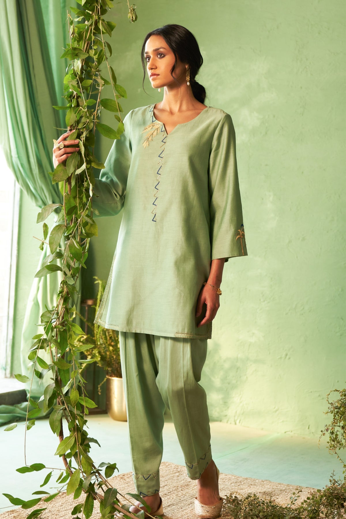 Tea Green Tunic Set