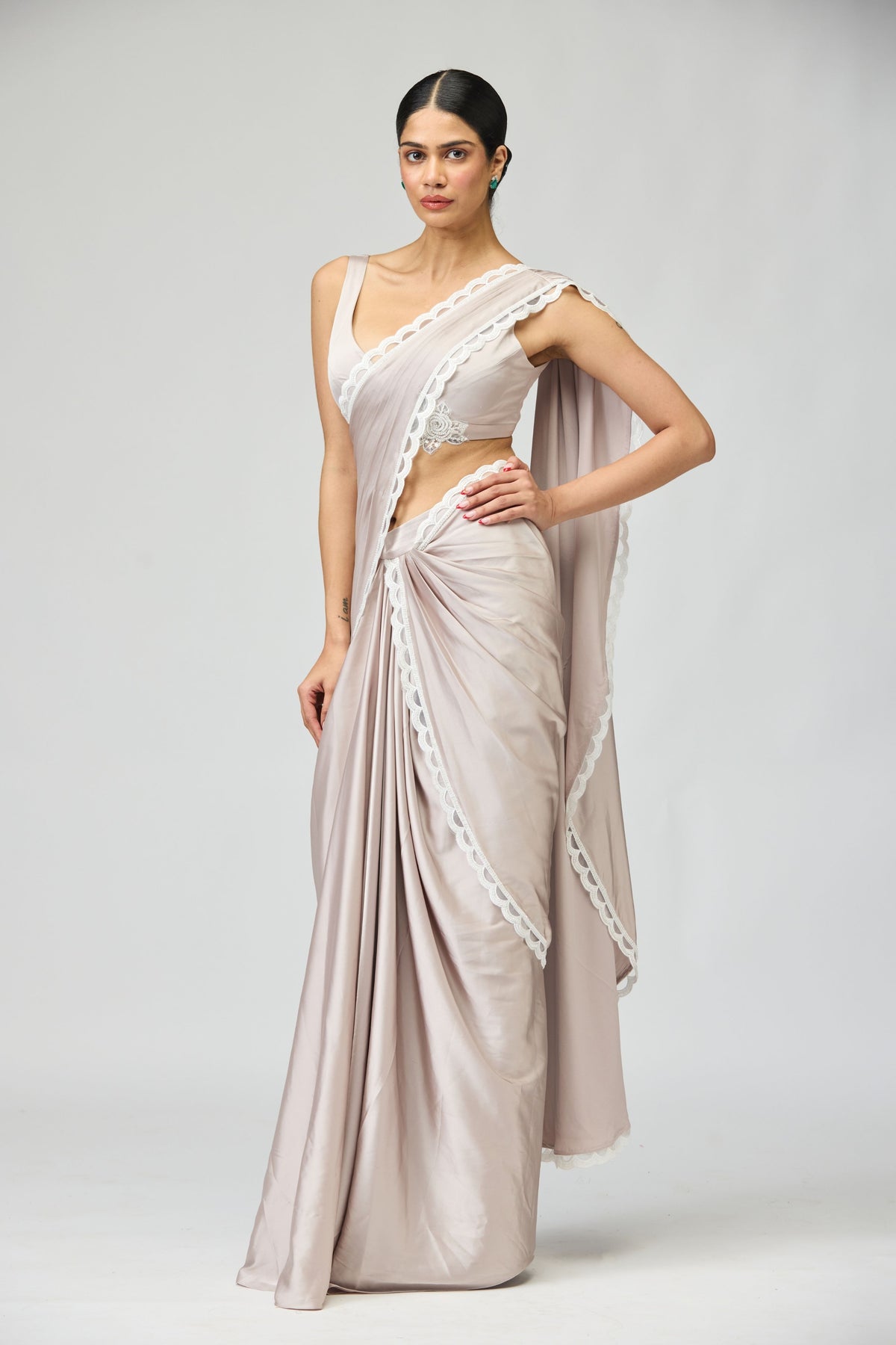 Blush Embroidered Saree Set