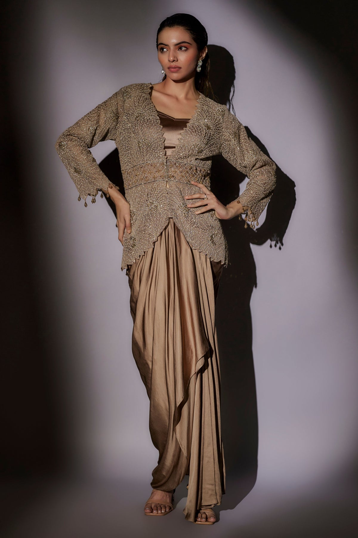 Embroided Jacket Cape Set