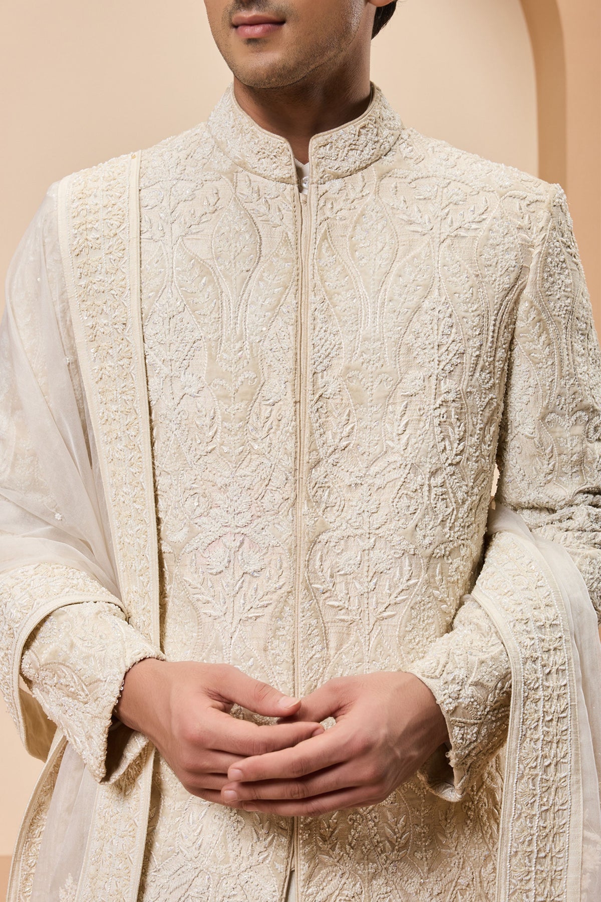 Appliqué Pearl Sherwani Set