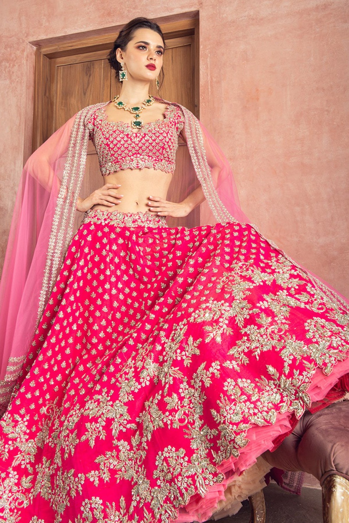 Cherry reddy embroidered lehenga set