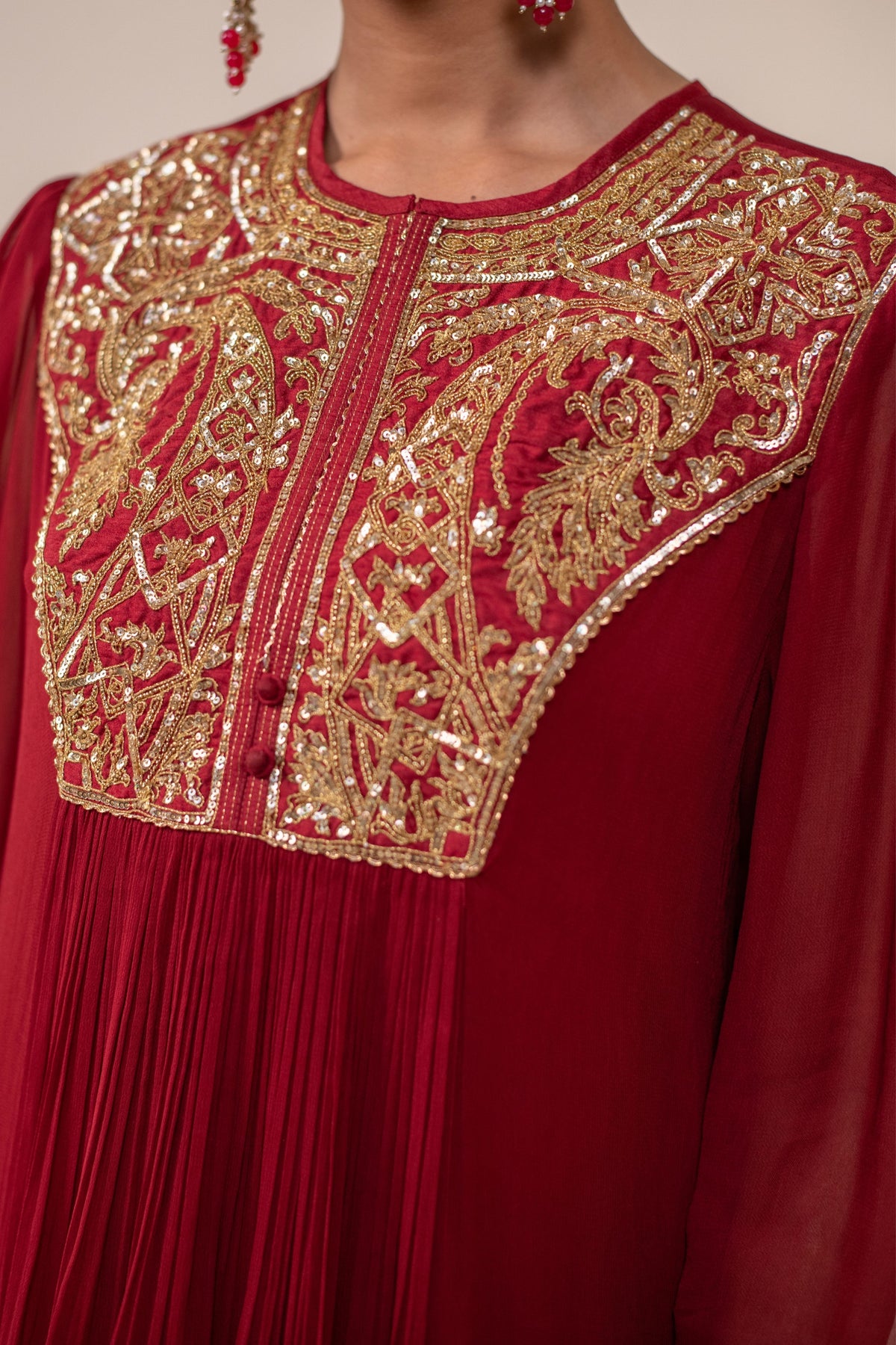 Maroon  Embellished  Dress