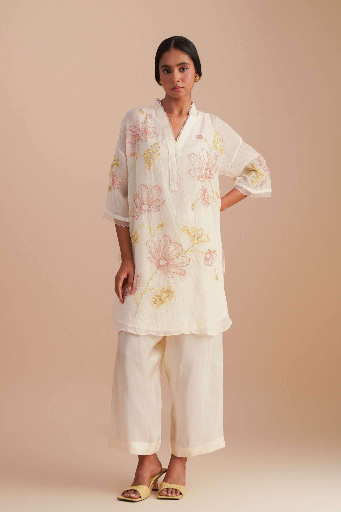 Ecru Floral Co - ord Set - One Not Two - Elahe