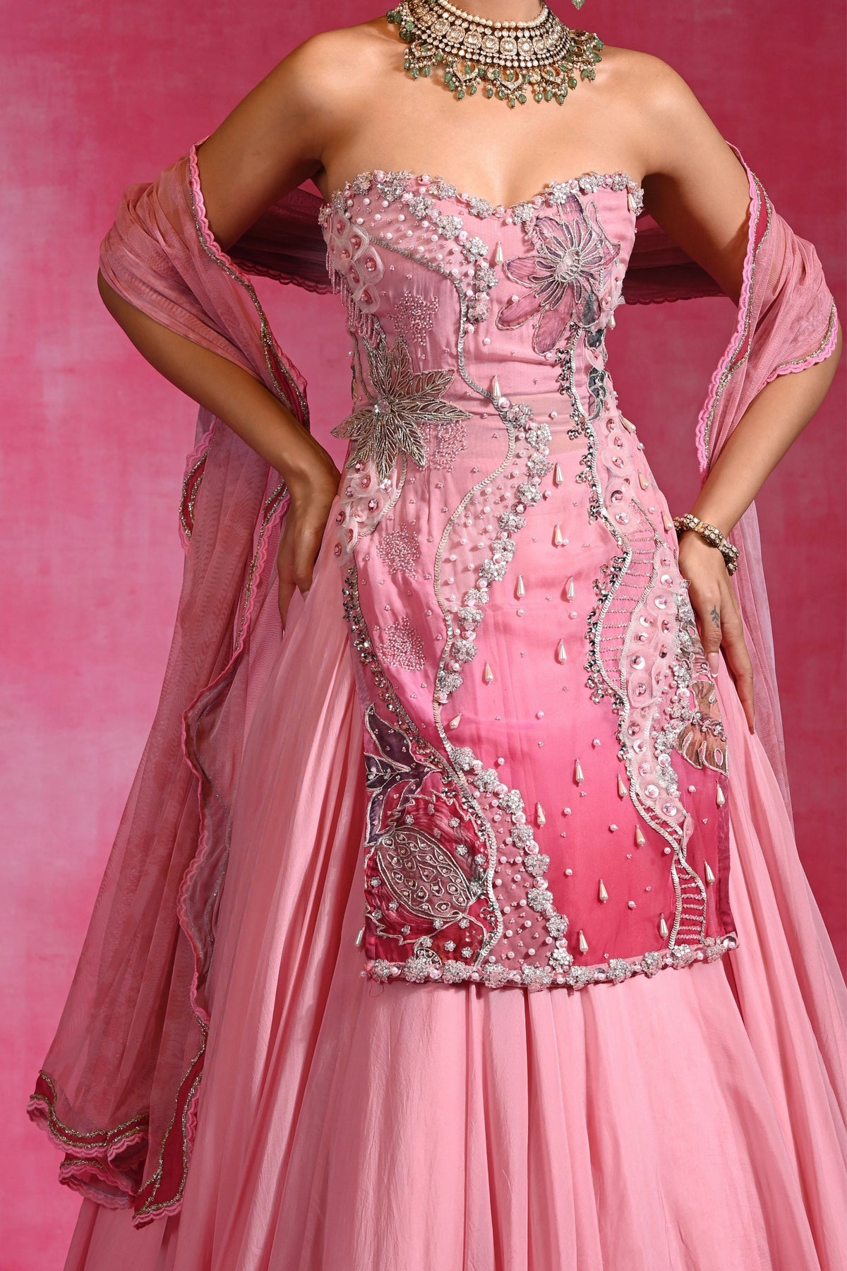 Gulabi Sitara Skirt Set