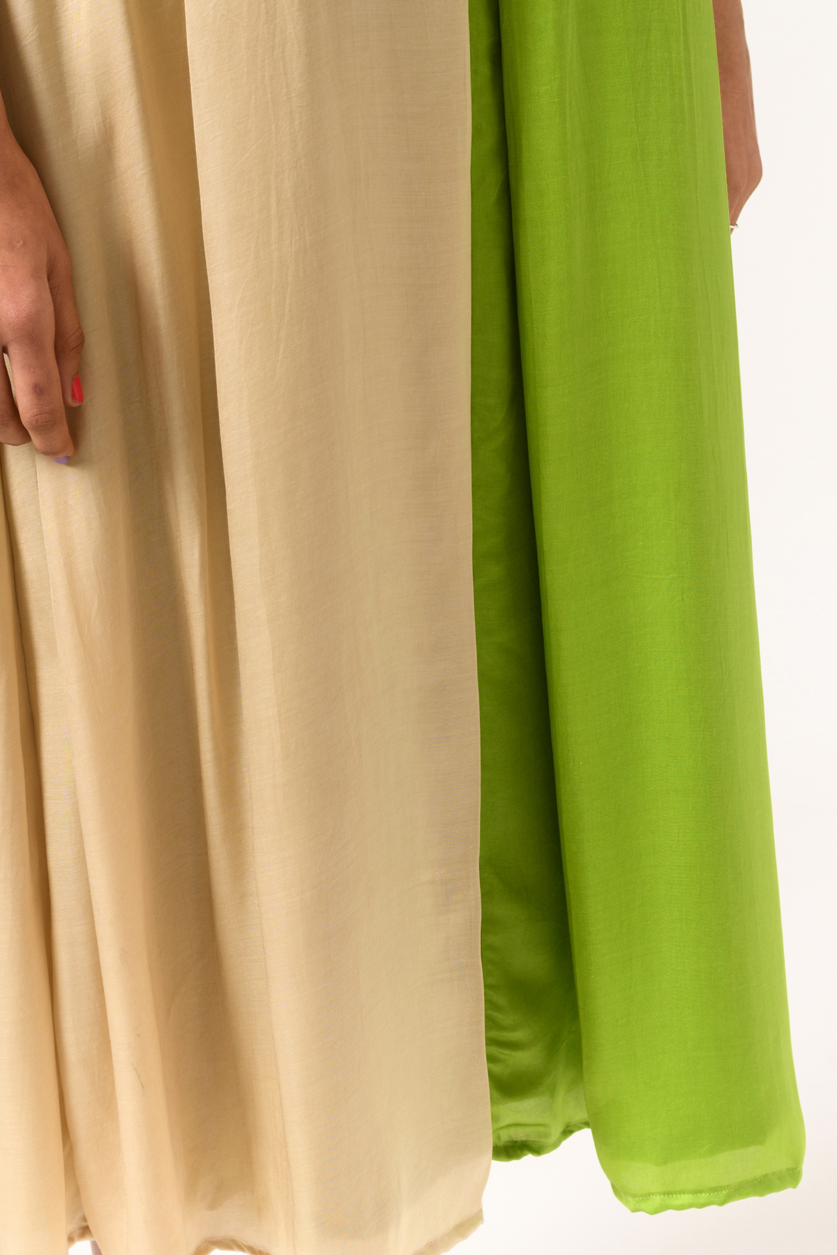 Ecru green halter neck dress