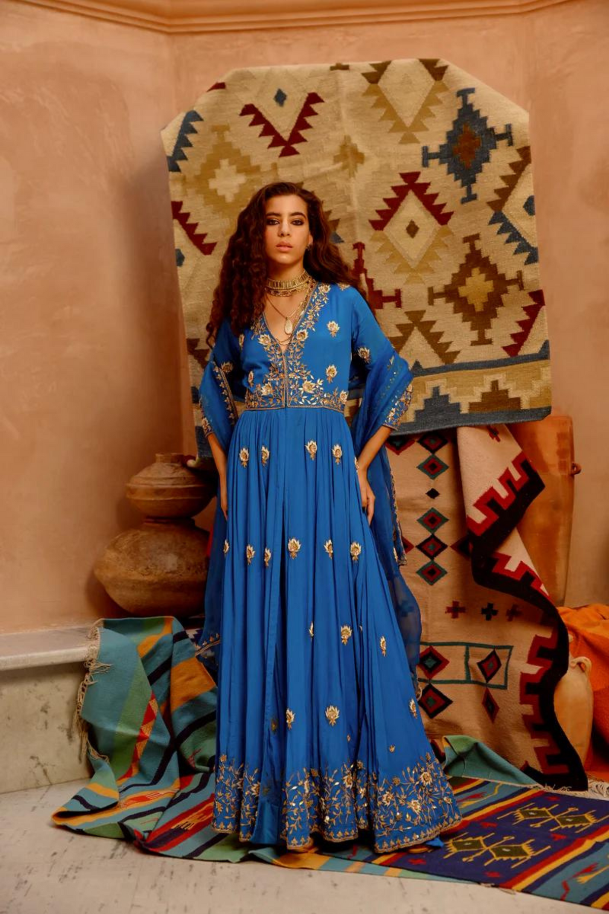 Cobalt Blue Anarkali Set