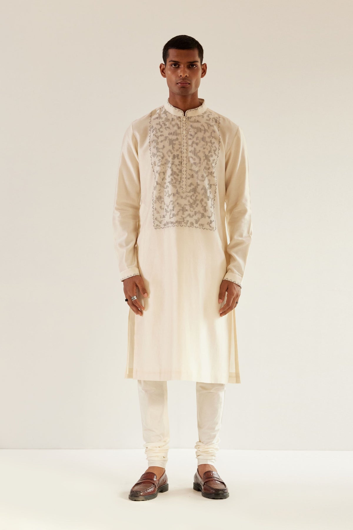 Camo Block Yoke Embroidery   Kurta Set