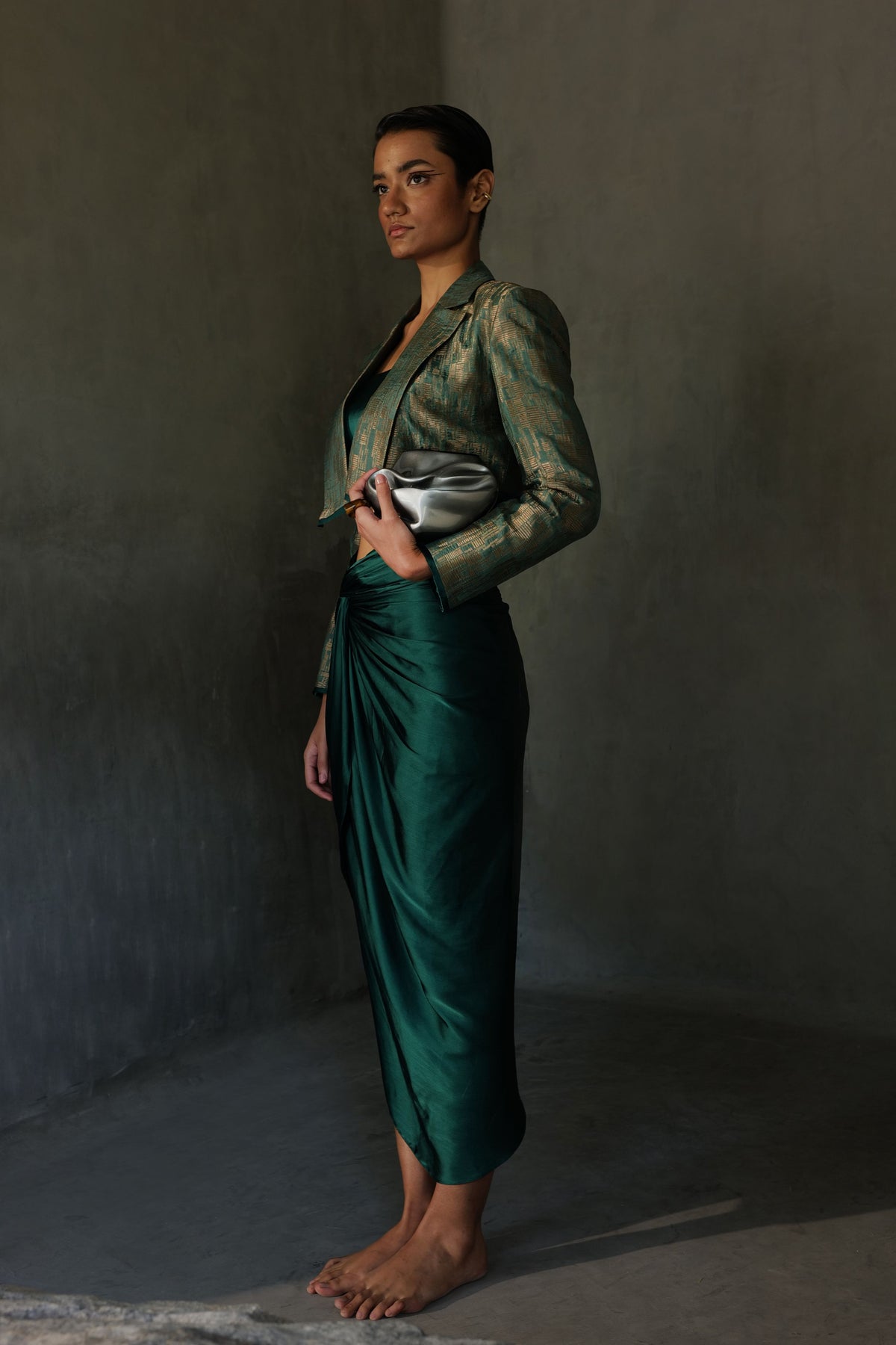 Emerald Cropped Blazer Set