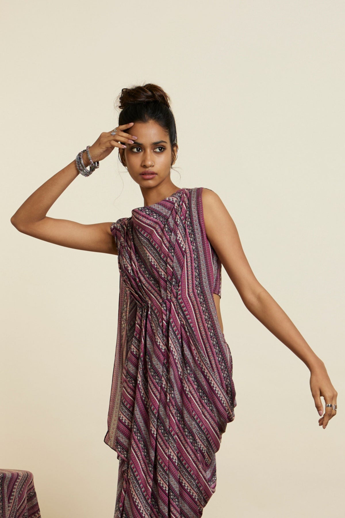 Merlot Boho Stripe Print Tunic Set