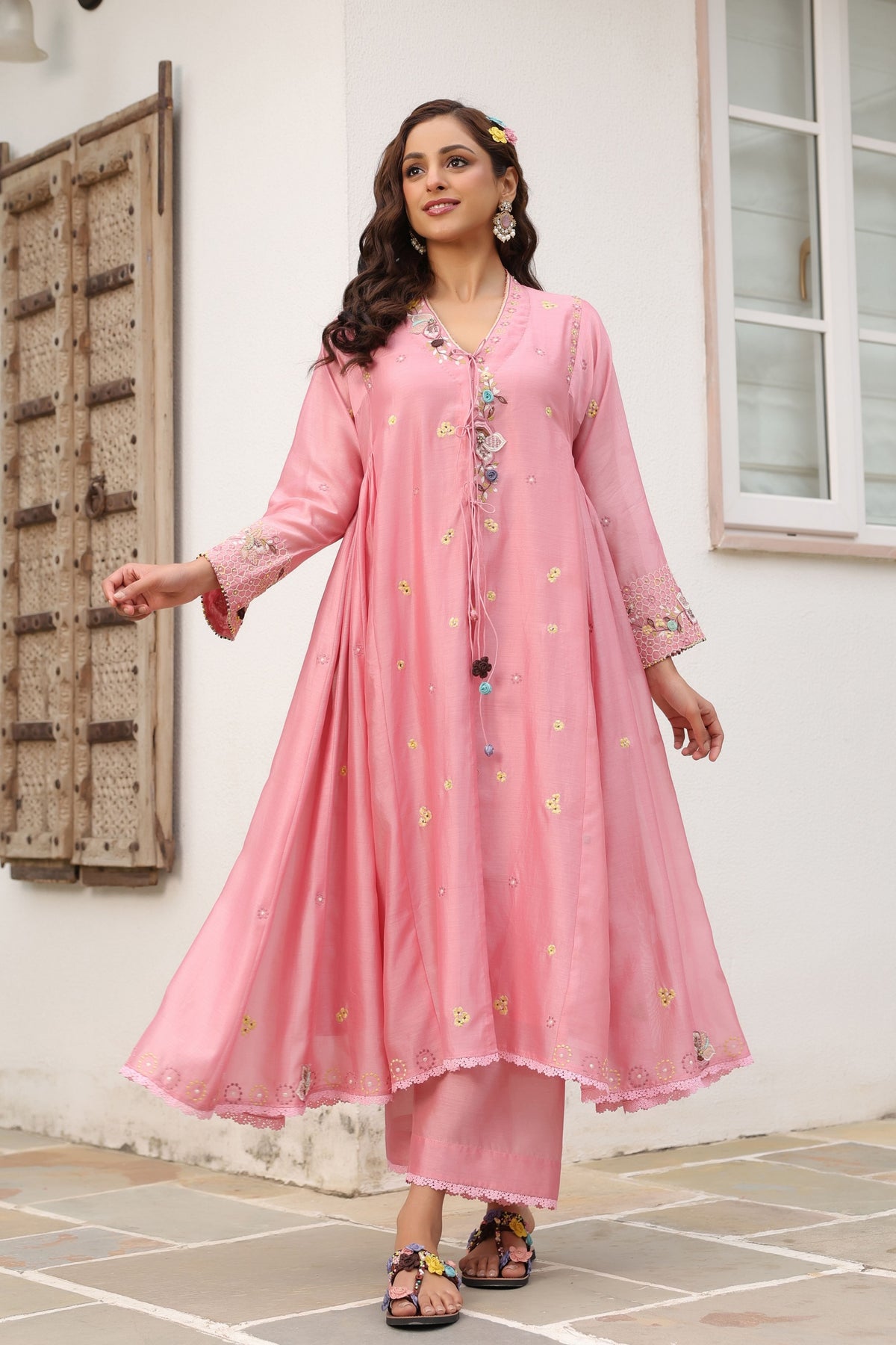 Gulzar Pink Kalidaar Set