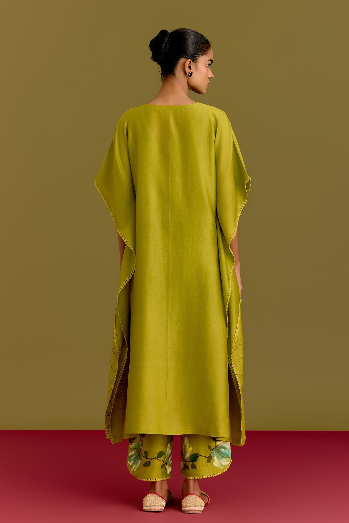 Green Hand Paint Kaftan Set