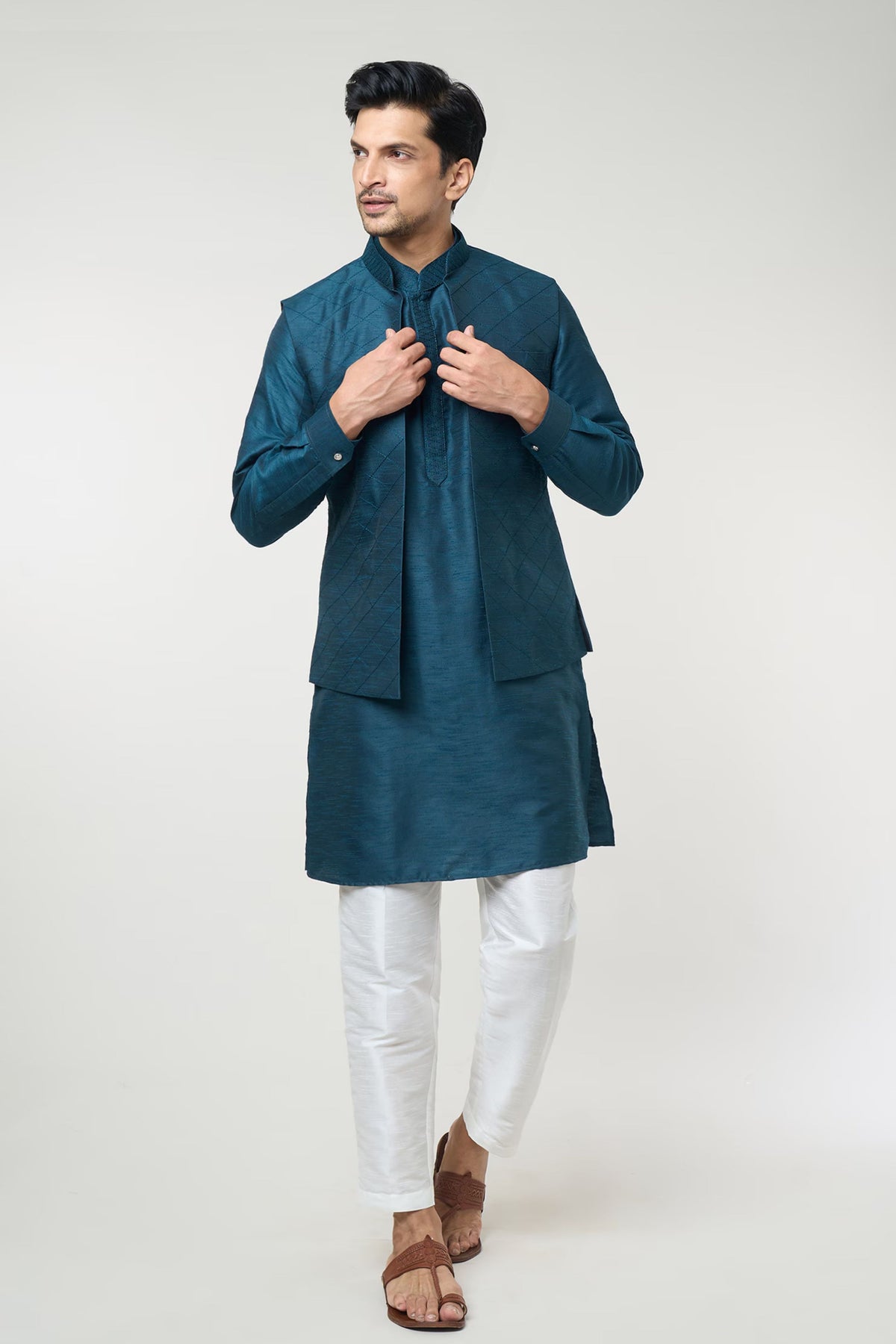 Rama Green Pintuck jacket Set