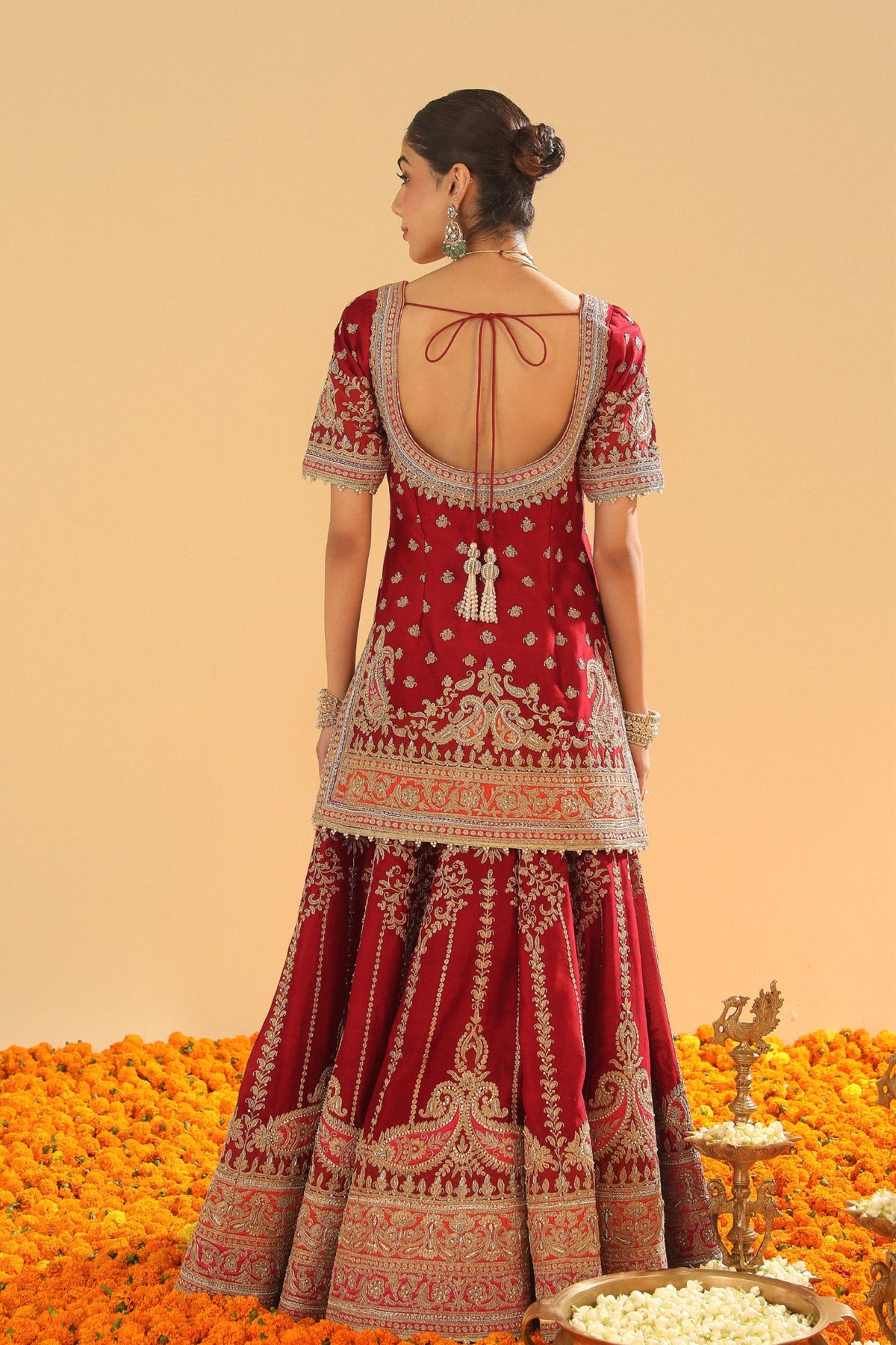 Deep Red Sharara Set