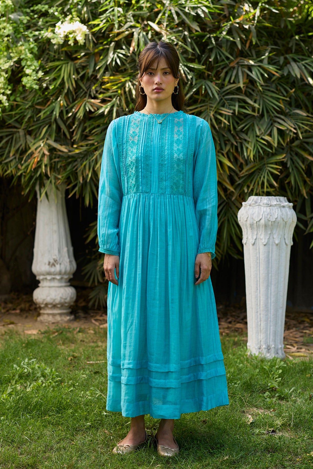 Wander Trail Blue Embroidered Dress