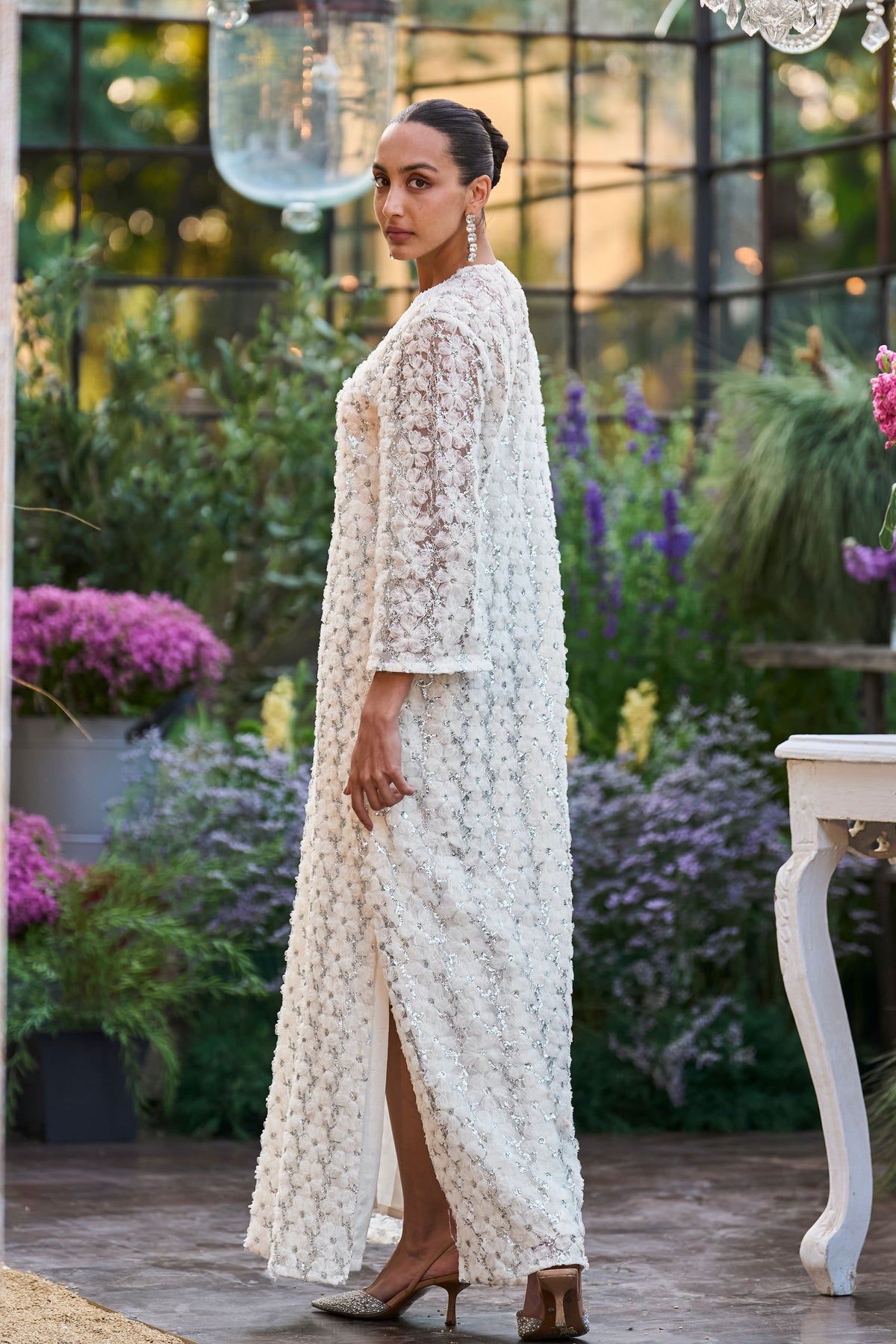 Sequin Embroidered Kaftan Dress