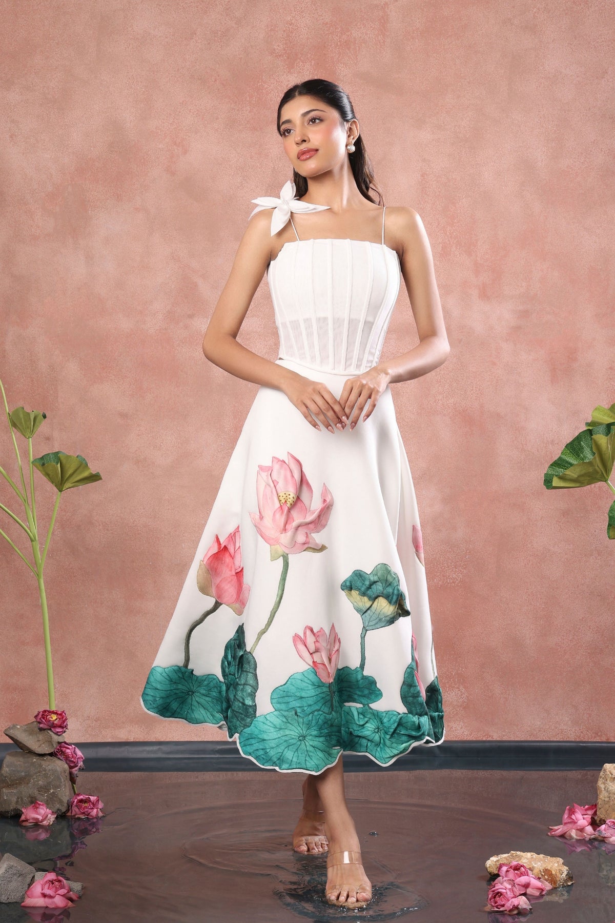 Printed Skirt Corset Flower Set
