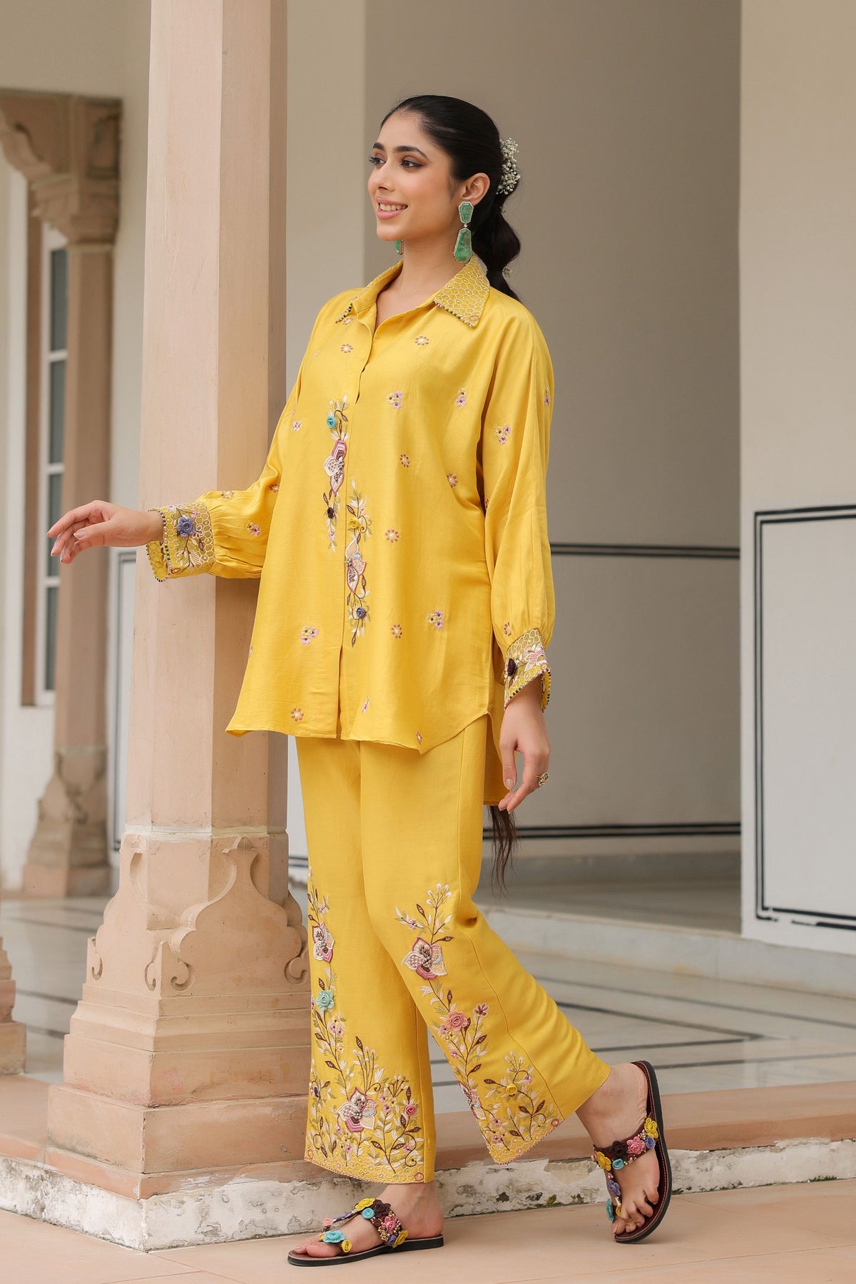 Gulzar Yellow Embroidered Co-ord Set