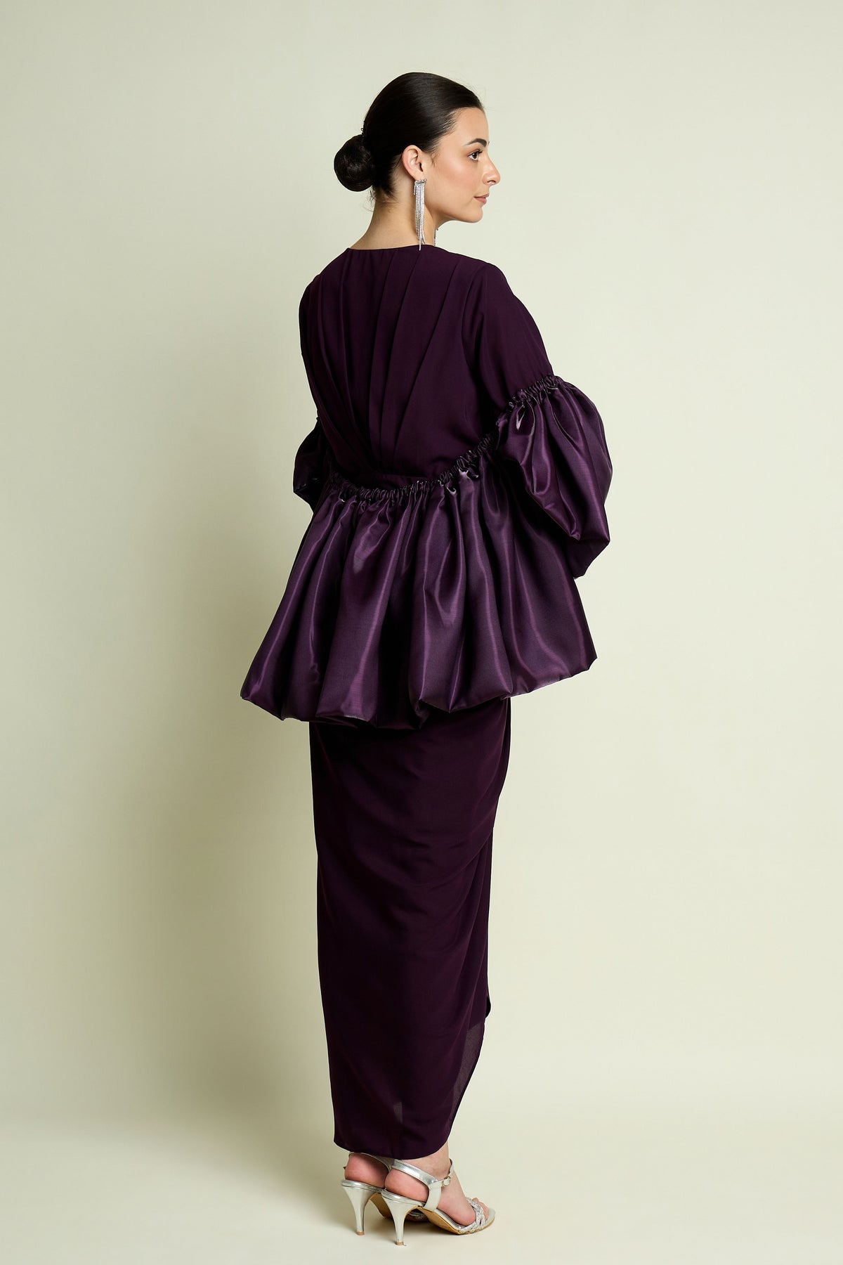 Purple Draped Dress With Shrug