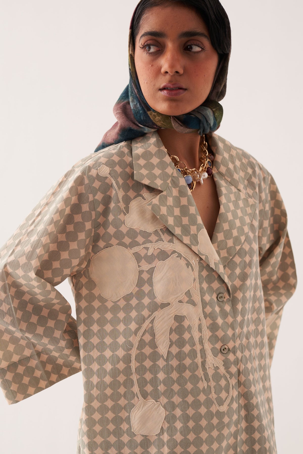 Cuboid Appliqe Jacket Shirt