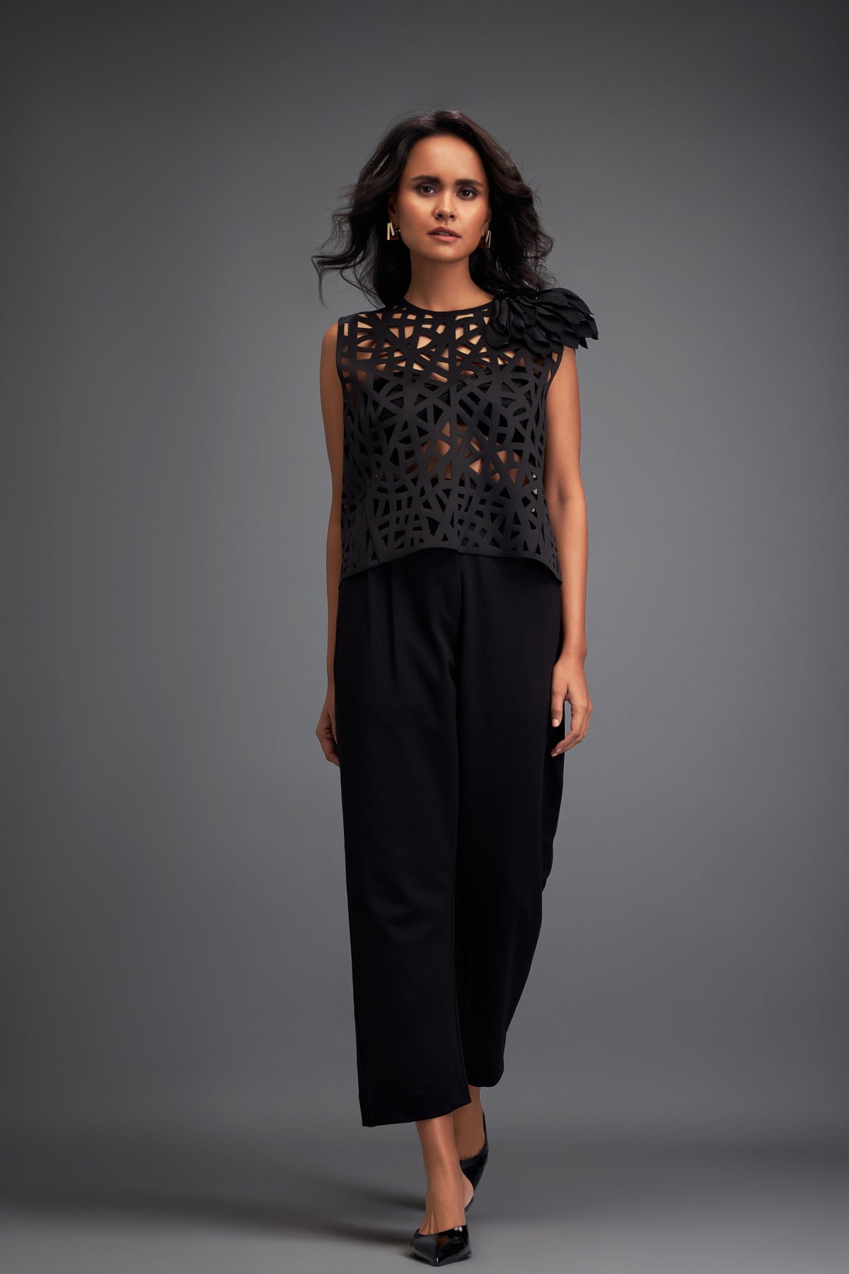 Cutwork Crop Top With Pant