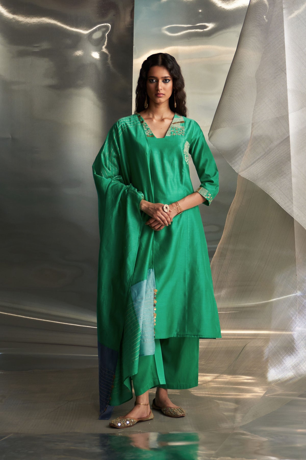 Green Straight Kurta Set