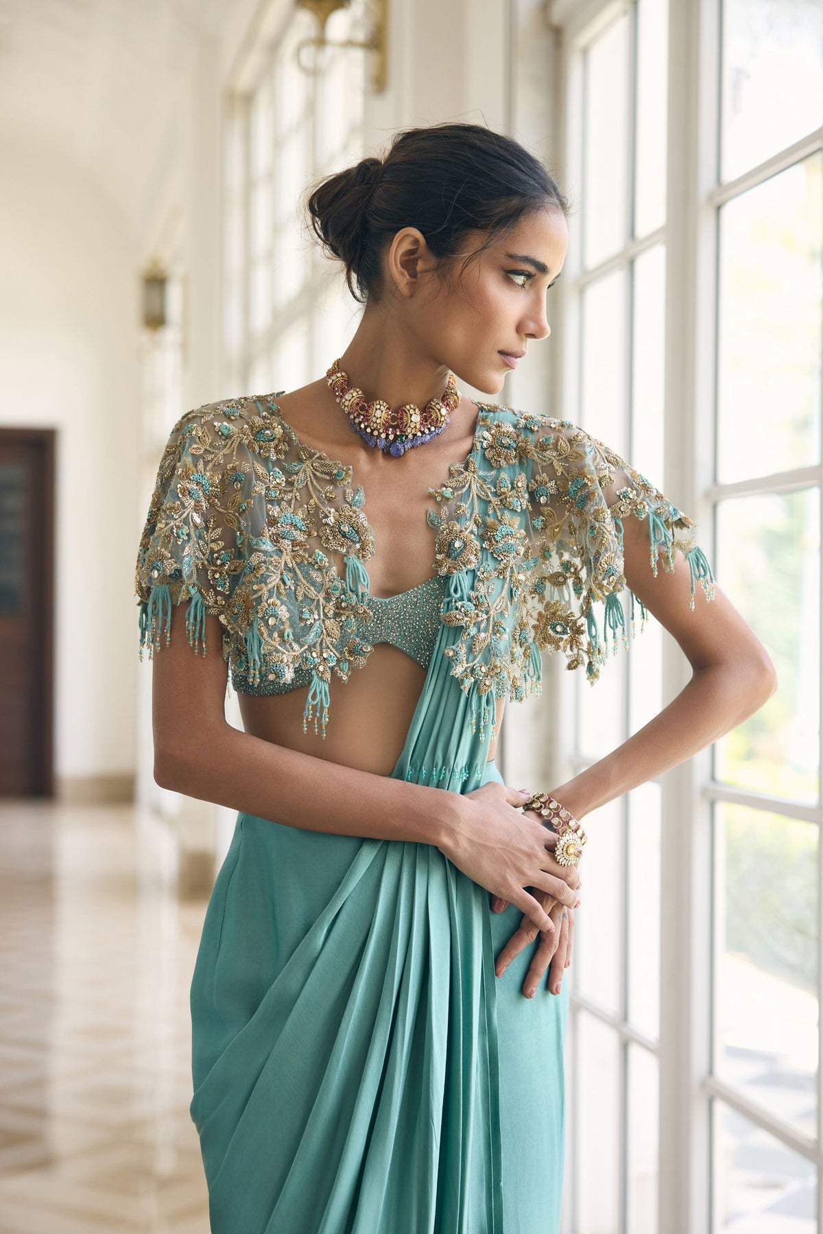 Lilium Cape Draped Saree Set