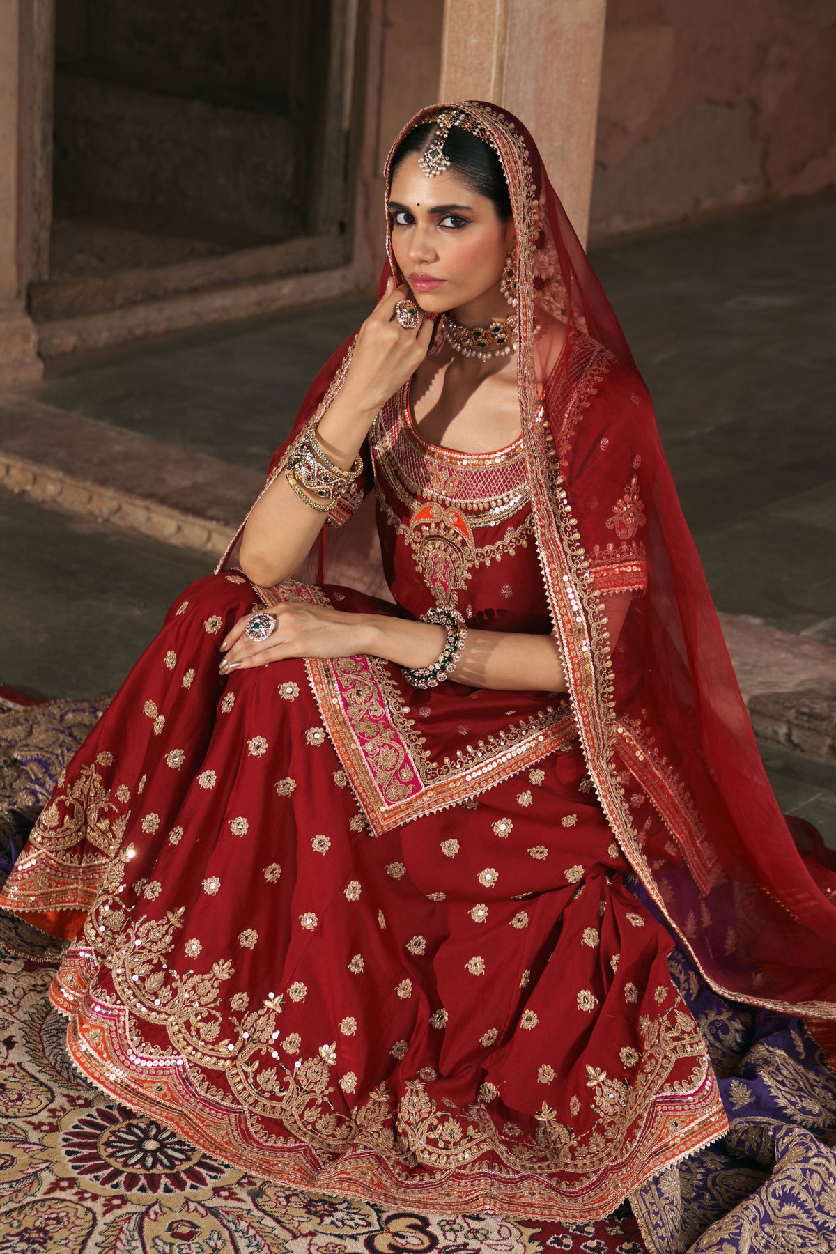 Samreen Red Sharara Set