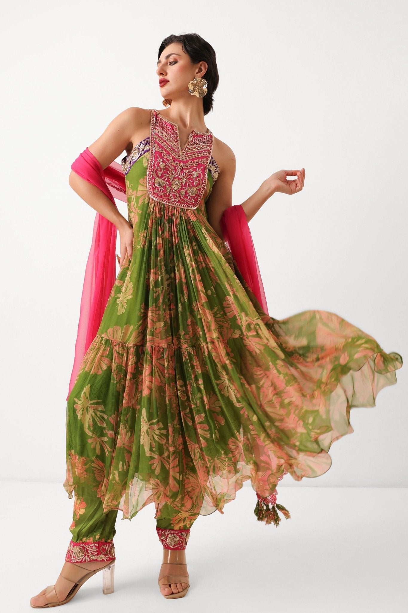 The Saraswati Anarkali Set - Pallavi Jaipur - Elahe